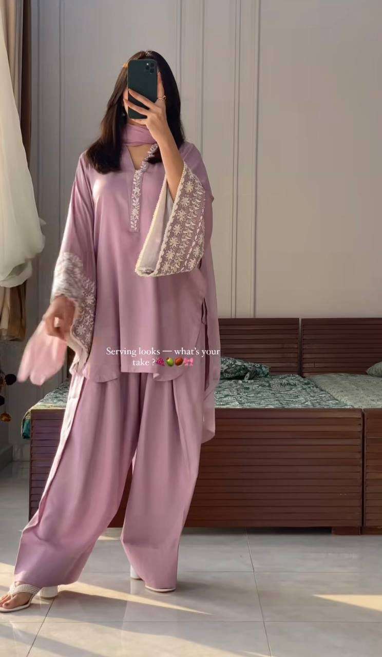 PD 1095 SATIN BEAUTIFUL DESIGNER LOOK PARTY WEAR LADIES 3PCS SET 