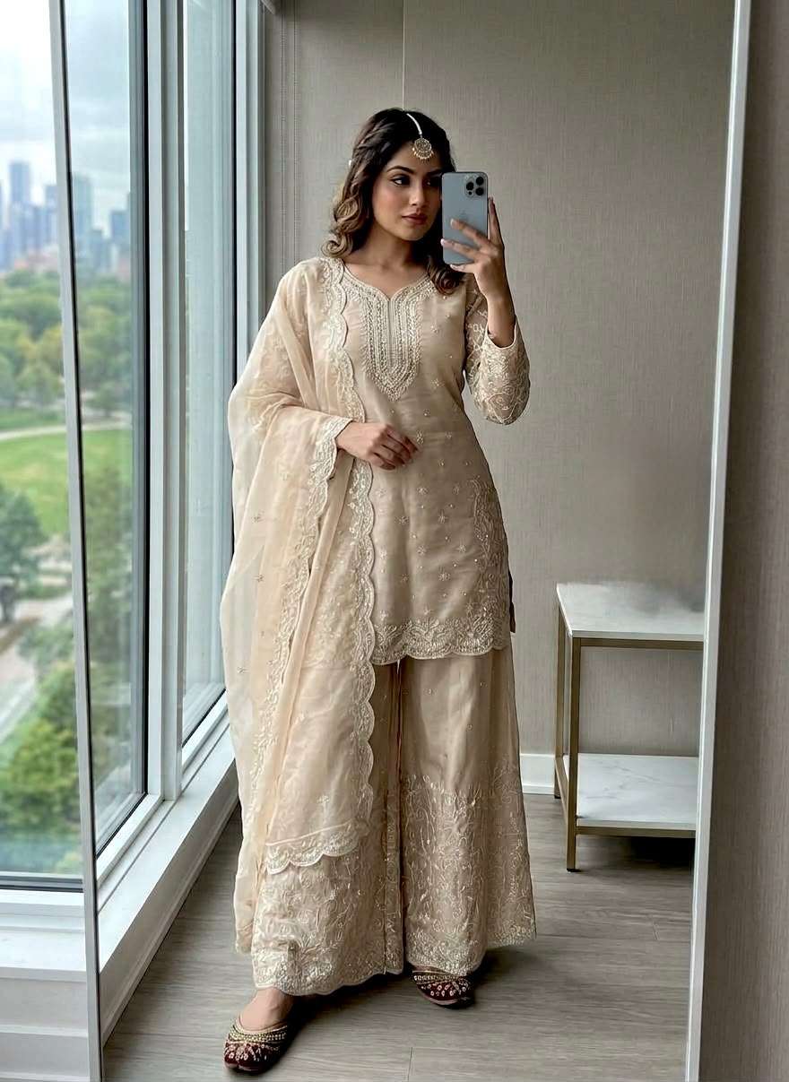 PD 1139 JIMMY CHOO SILK BEAUTIFUL PARTY WEAR LOOK DESIGNER LADIES SUIT