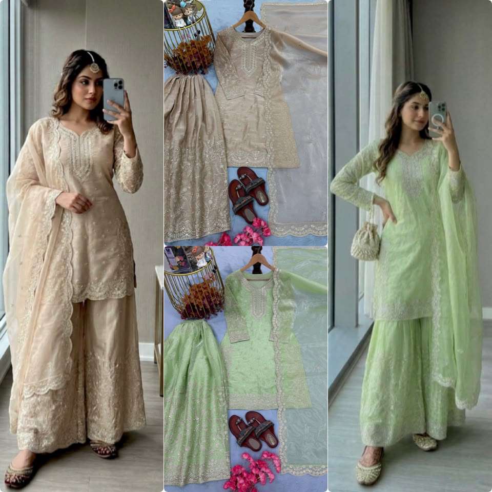 PD 1139 JIMMY CHOO SILK BEAUTIFUL PARTY WEAR LOOK DESIGNER LADIES SUIT
