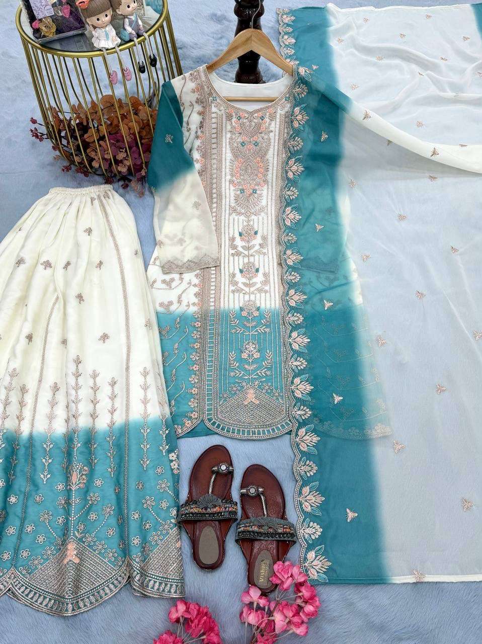 PD 1153 DUAL TONE GEORGETTE FABRIC BEAUTIFUL DESIGNER FESTIVE WEAR LADIES SUIT