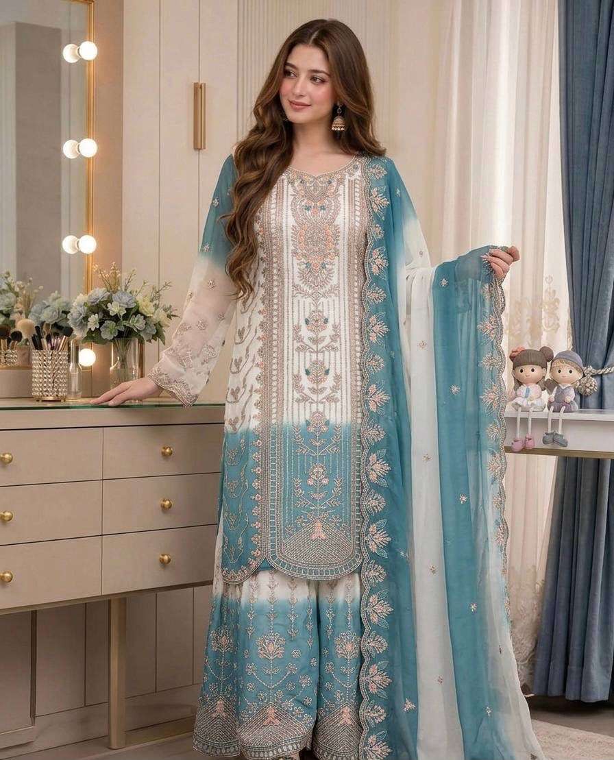 PD 1153 DUAL TONE GEORGETTE FABRIC BEAUTIFUL DESIGNER FESTIVE WEAR LADIES SUIT