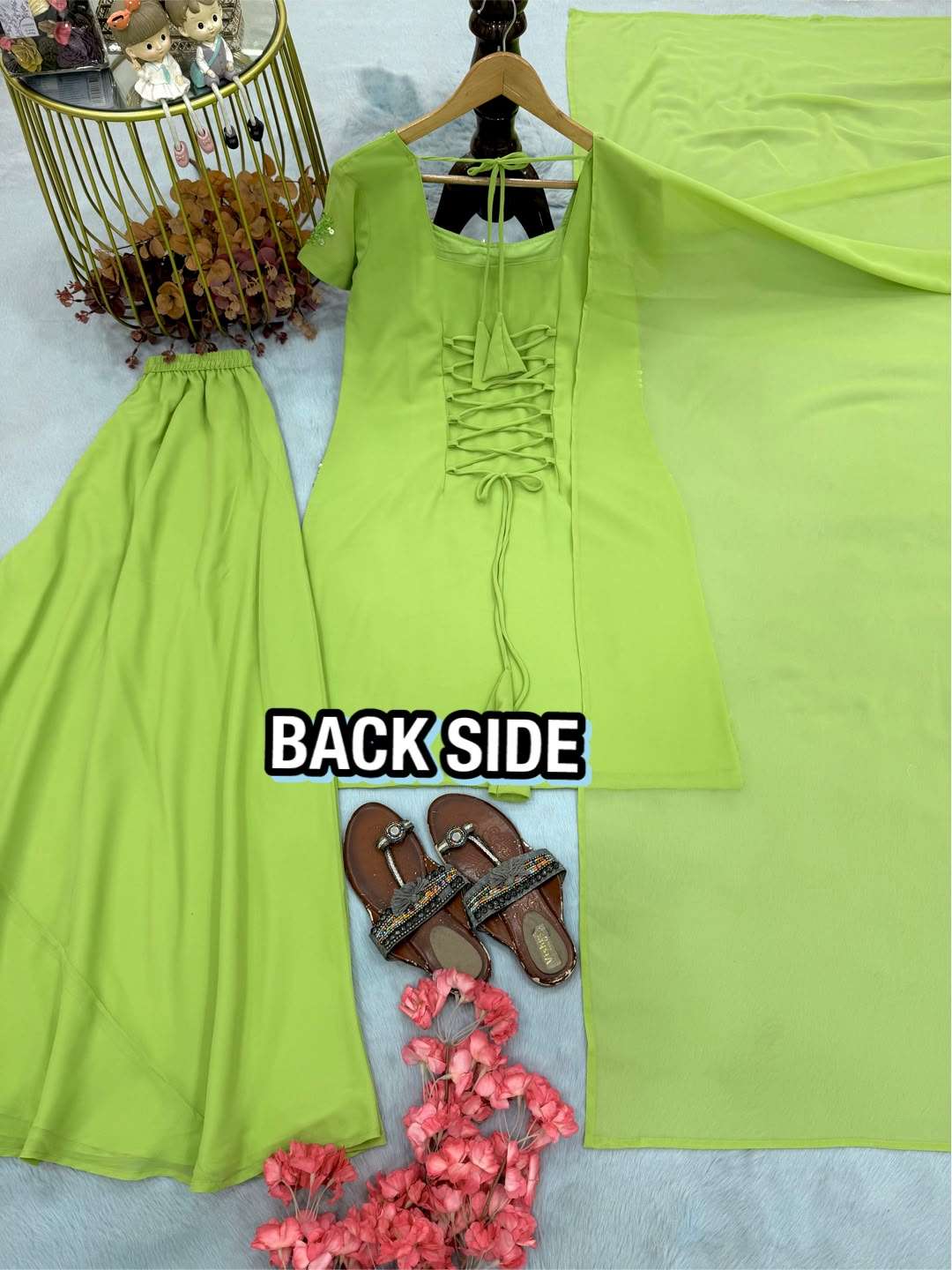 PD 1179 GEORGETTE PARTY WEAR DESIGNER LOOK TOP PLAZZO AND DUPATTA SET 