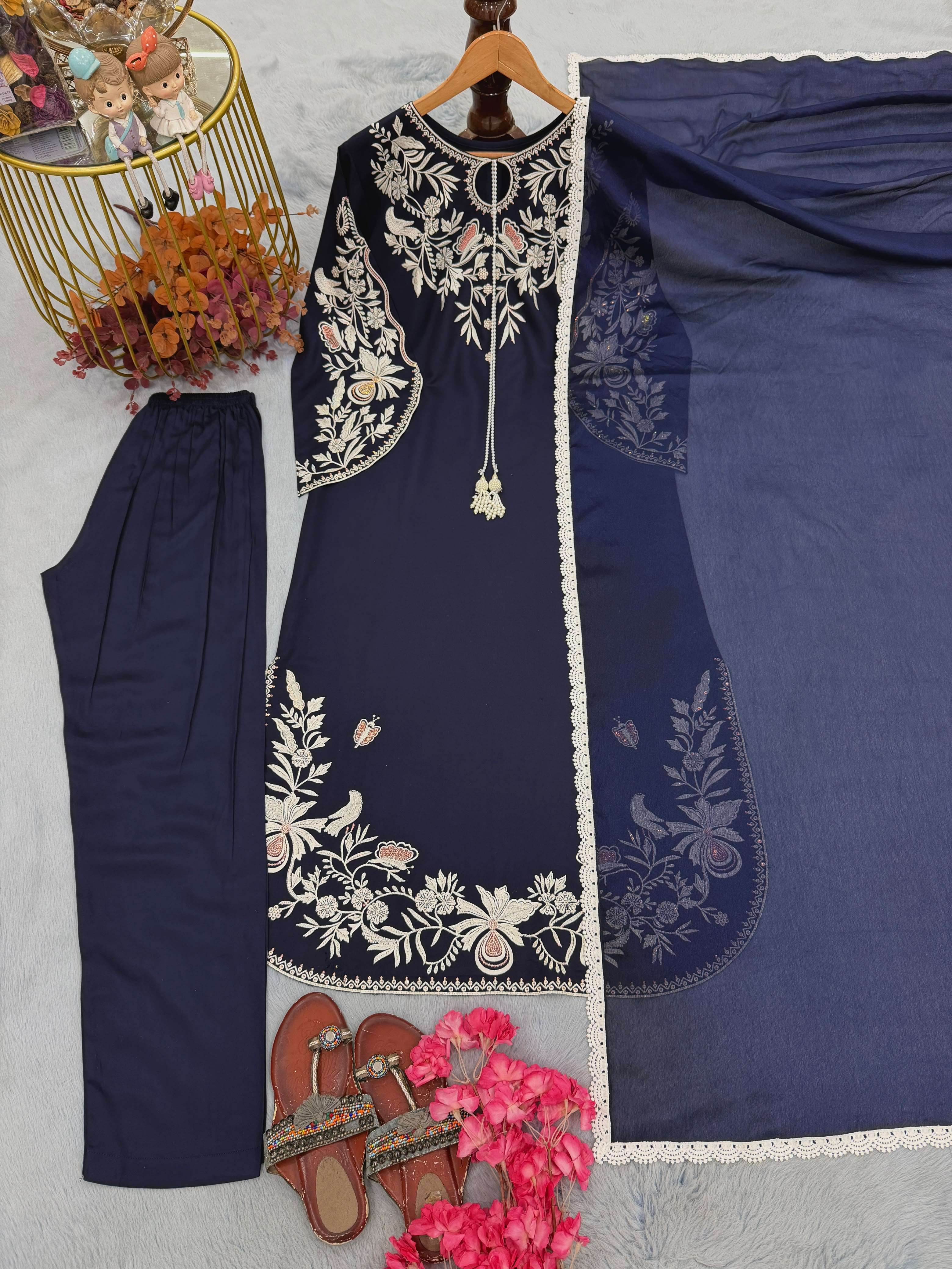PD 1180 SATIN RAYON FABRIC BEAUTIFUL DESIGNER LOOK PARTY WEAR LADIES KAFTAN STYLE SUIT
