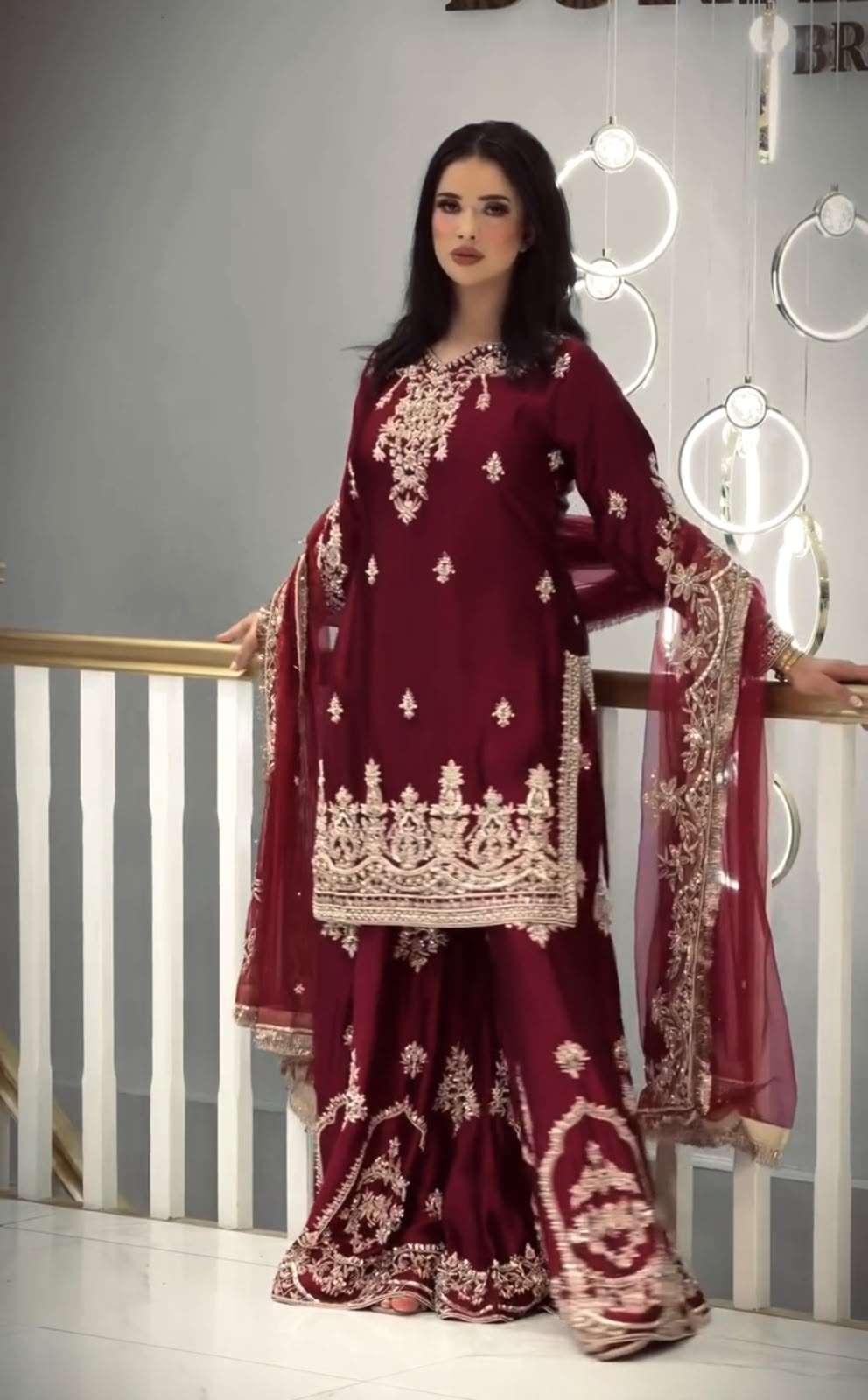 PD 1181 SATIN EMBROIDERED DESIGNER WORKED FESTIVE WEAR LADIES SUIT 