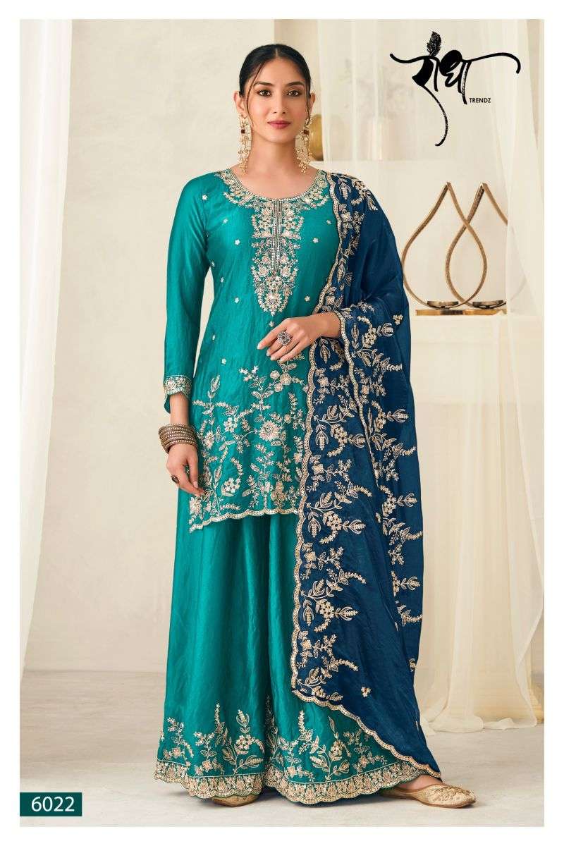  RADHA TRENDZ CHANDANI SILK HEAVY EMBROIDERD DESIGNER WORKED READY MADE SUIT