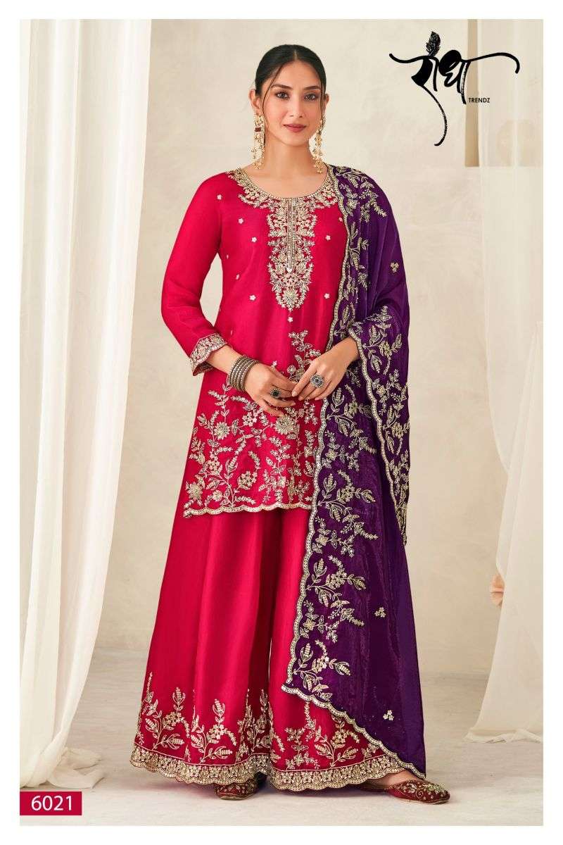  RADHA TRENDZ CHANDANI SILK HEAVY EMBROIDERD DESIGNER WORKED READY MADE SUIT