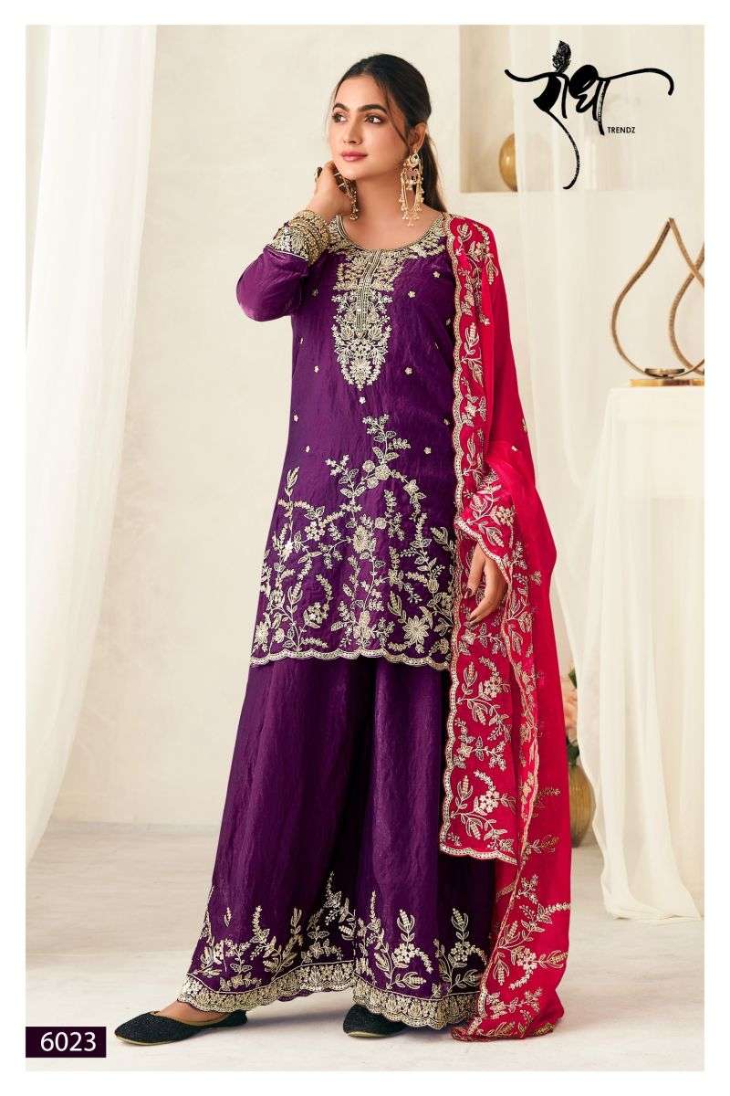  RADHA TRENDZ CHANDANI SILK HEAVY EMBROIDERD DESIGNER WORKED READY MADE SUIT
