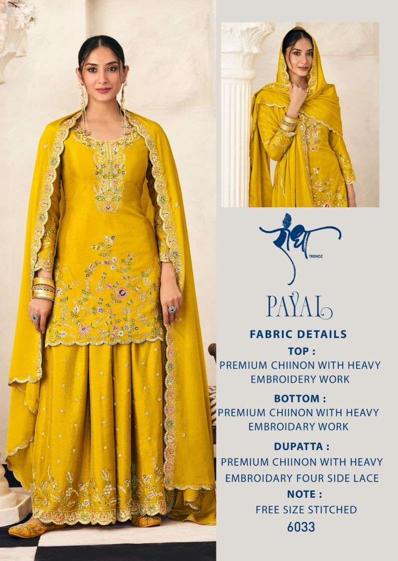 RADHA TRENDZ PAYAL CHINON HEAVY EMBROIDERED DESIGNER FESTIVE WEAR LADIES SUIT 