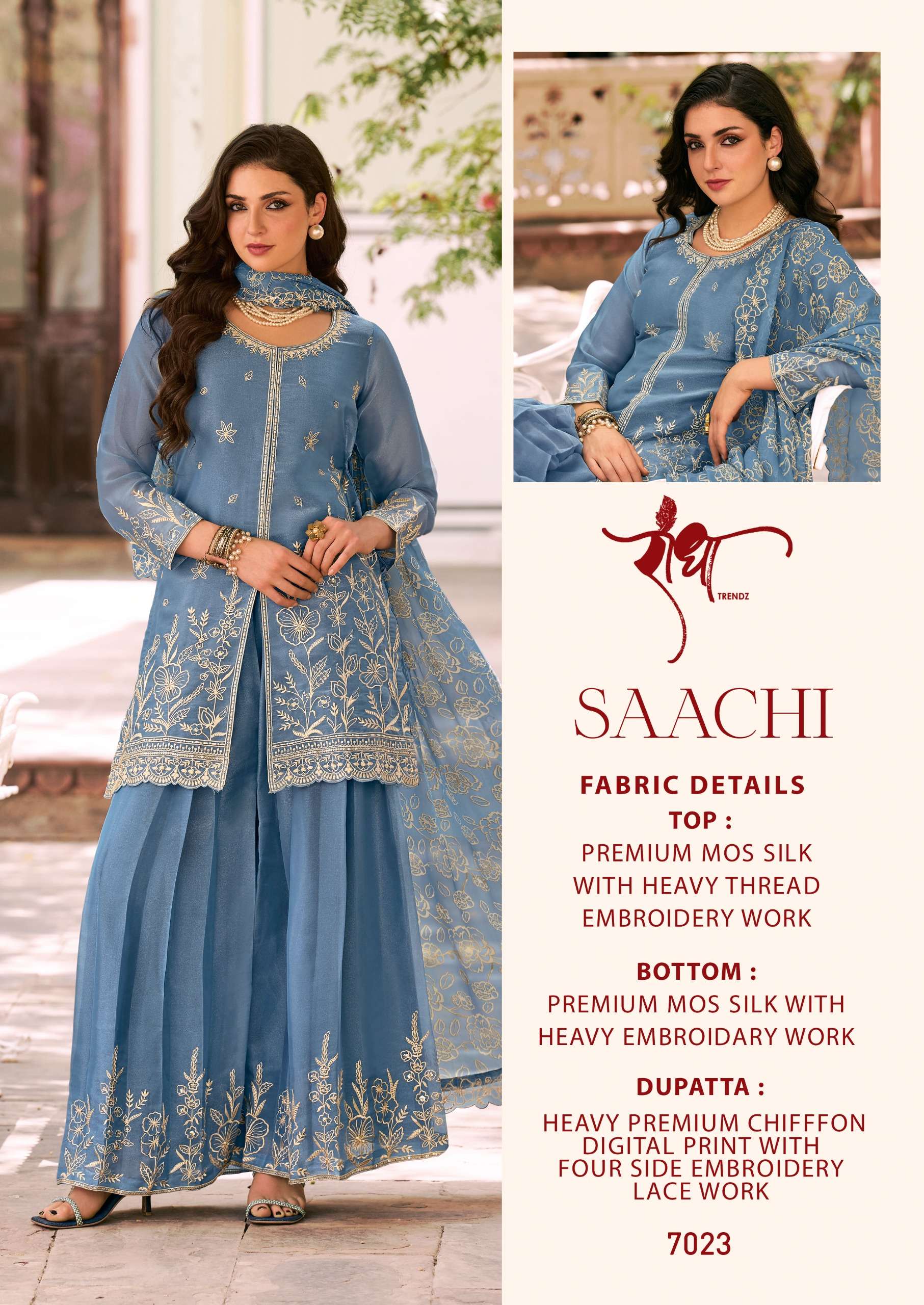 RADHA TRENDZ SAACHI SILK WITH HEAVY EMBROIDERY DESIGNER FESTIVE WEAR LADIES SUIT