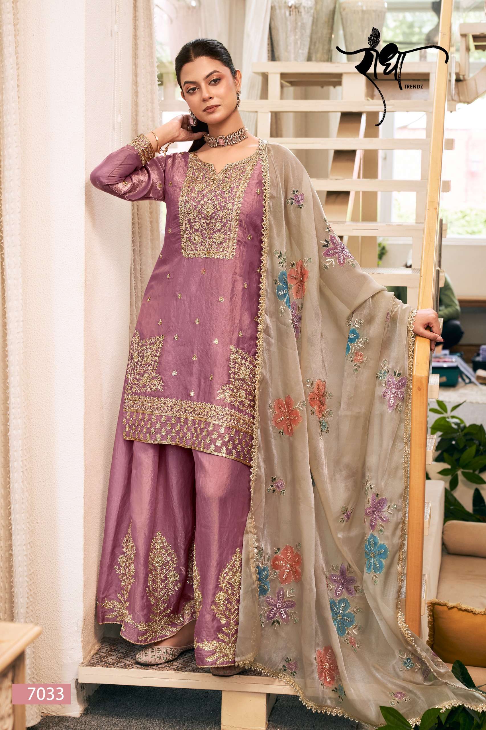 RADHA TRENDZ  SUNFLOWER SILK WITH HEAVY EMBROIDERED DESIGNER FESTIVE WEAR SUIT 