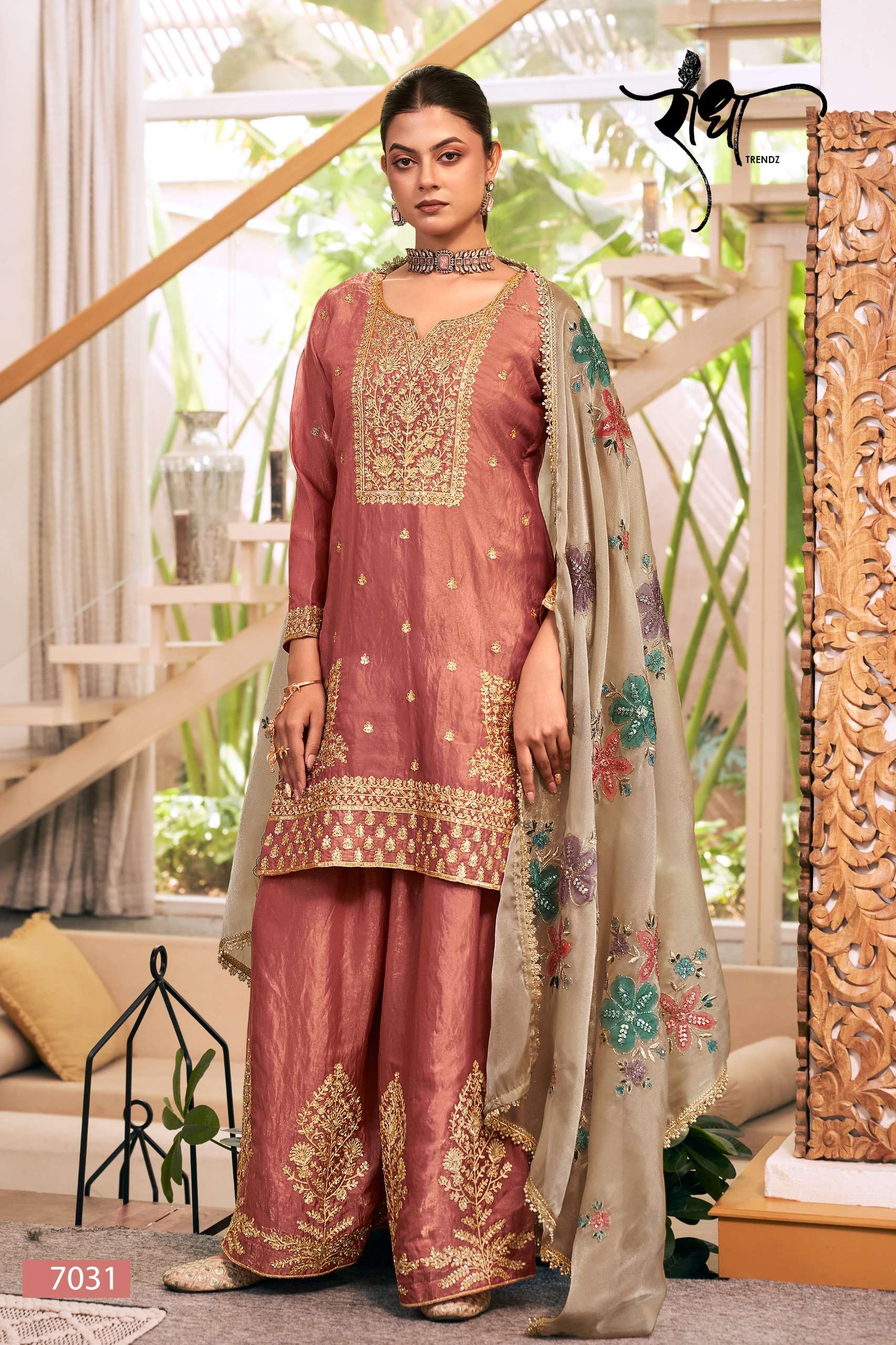 RADHA TRENDZ  SUNFLOWER SILK WITH HEAVY EMBROIDERED DESIGNER FESTIVE WEAR SUIT 