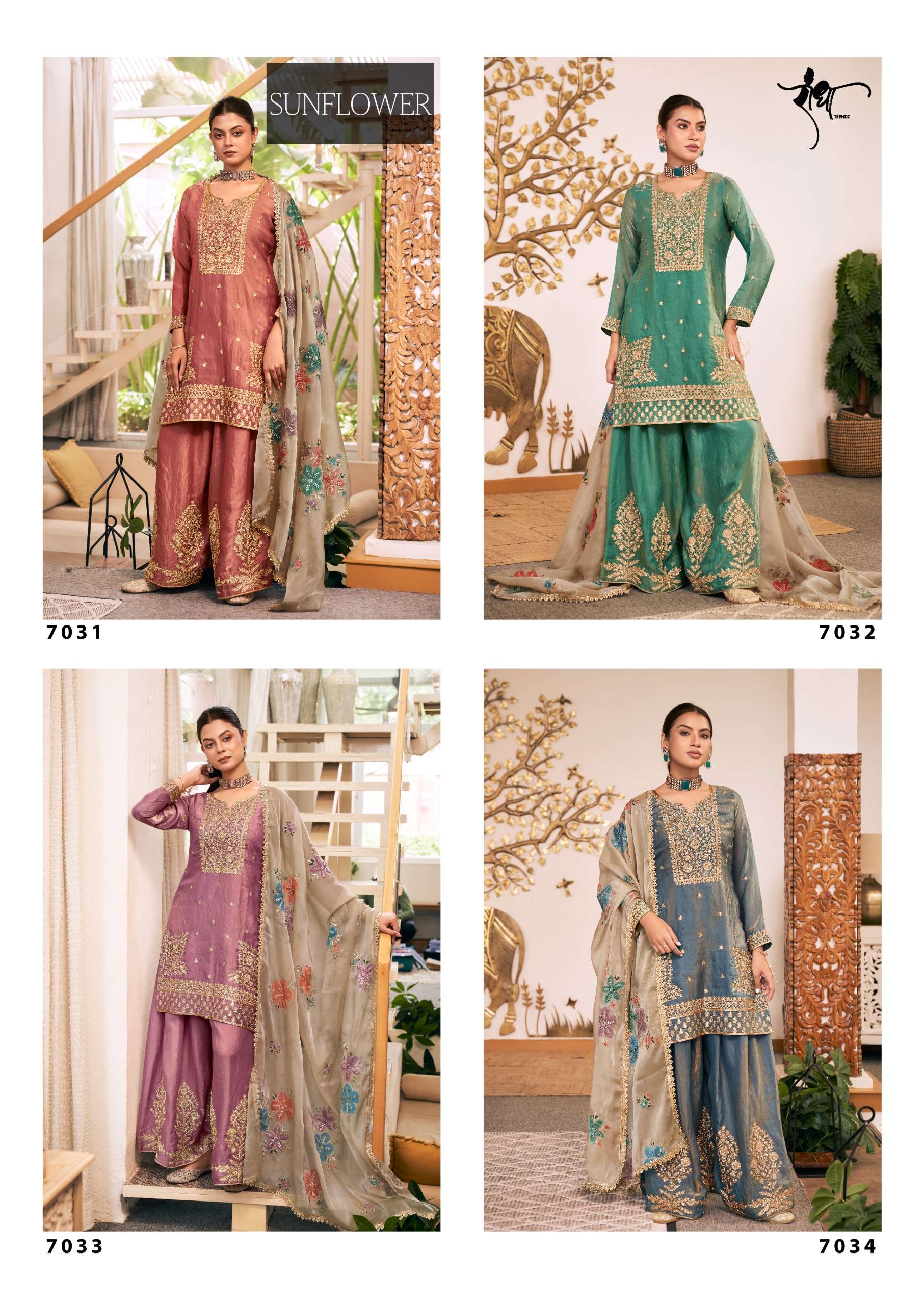 RADHA TRENDZ  SUNFLOWER SILK WITH HEAVY EMBROIDERED DESIGNER FESTIVE WEAR SUIT 