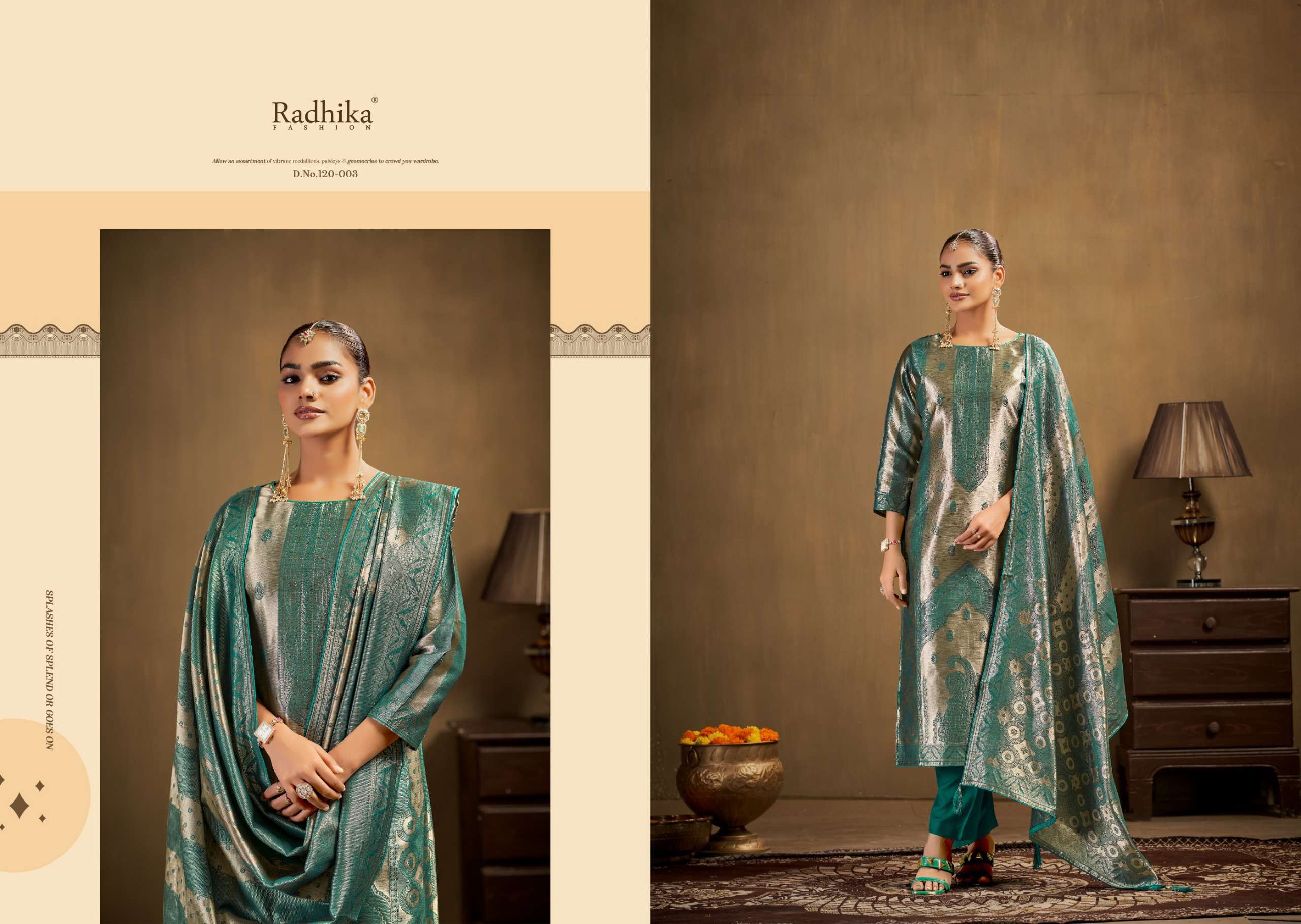 RADHIKA FASHION AZARA ADVANCE BANARASHI ADAH JACQUARD DESIGNER WORK SUIT