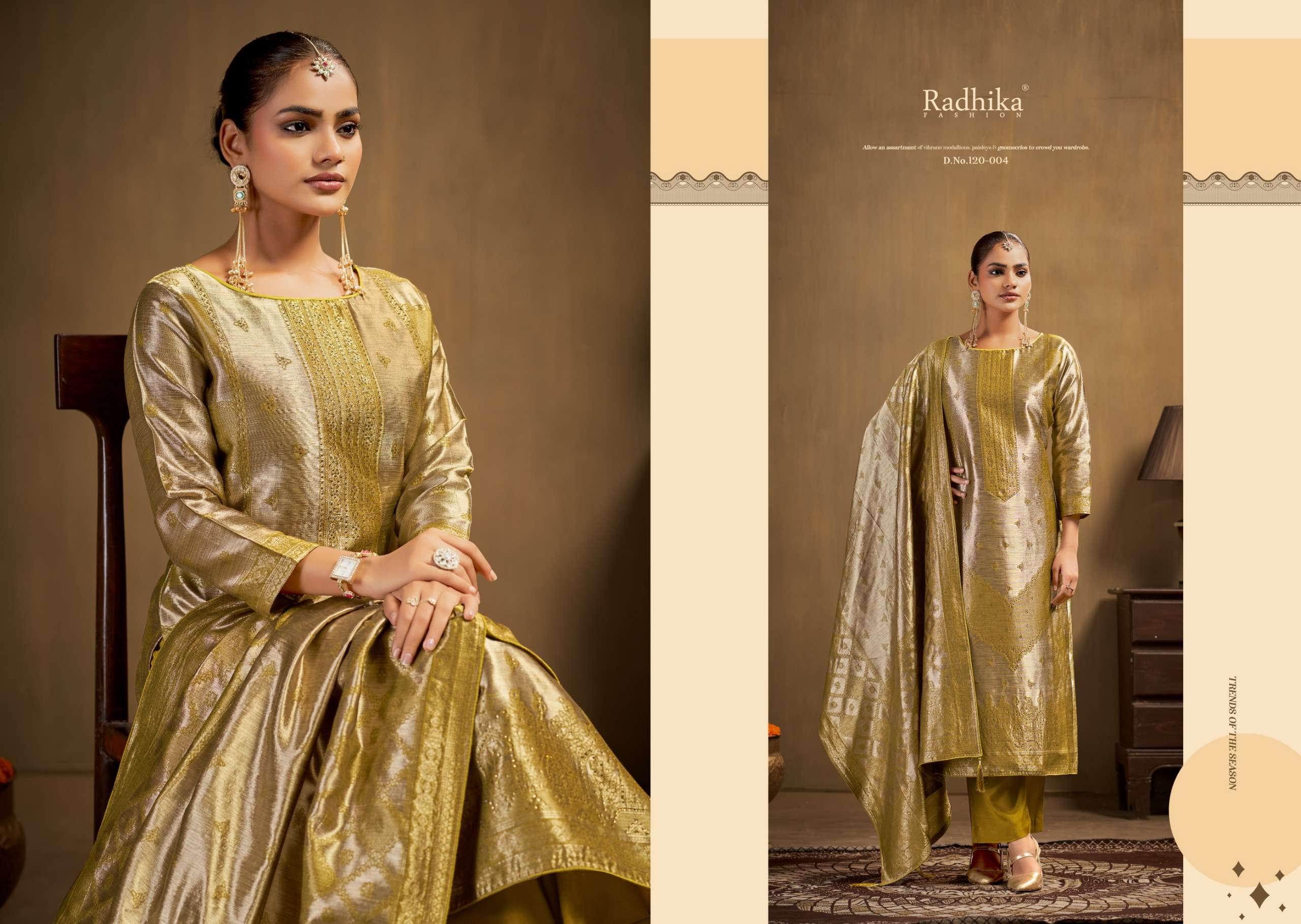 RADHIKA FASHION AZARA ADVANCE BANARASHI ADAH JACQUARD DESIGNER WORK SUIT