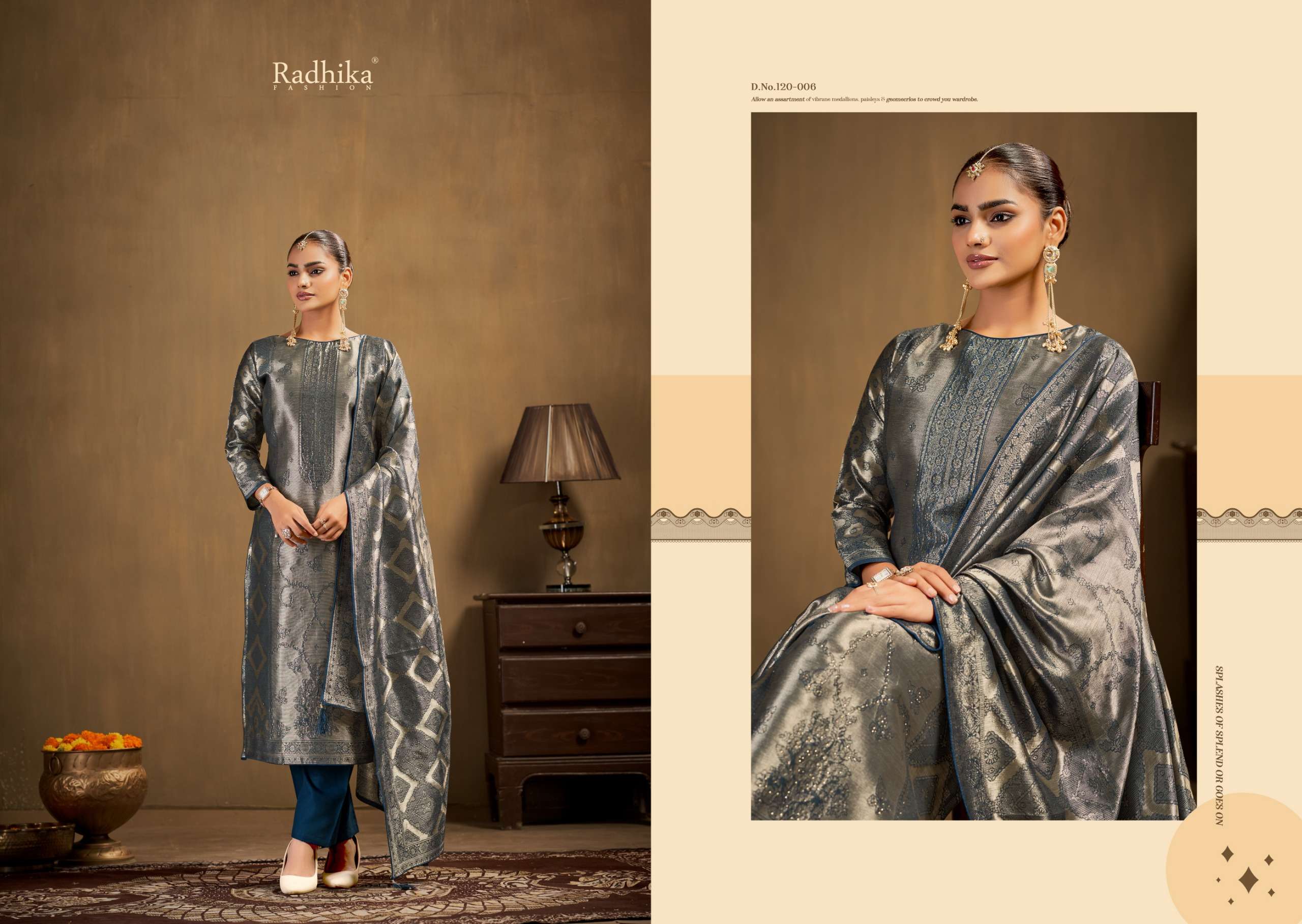 RADHIKA FASHION AZARA ADVANCE BANARASHI ADAH JACQUARD DESIGNER WORK SUIT
