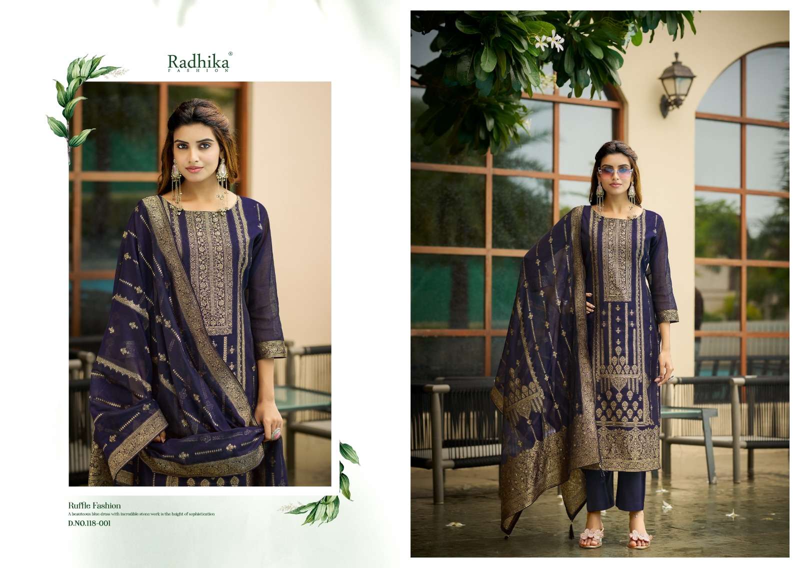 RADHIKA FASHION AZARA BANARASHI ADAH VOL 15 COTTON JACQUARD DESIGNER WORK SUIT