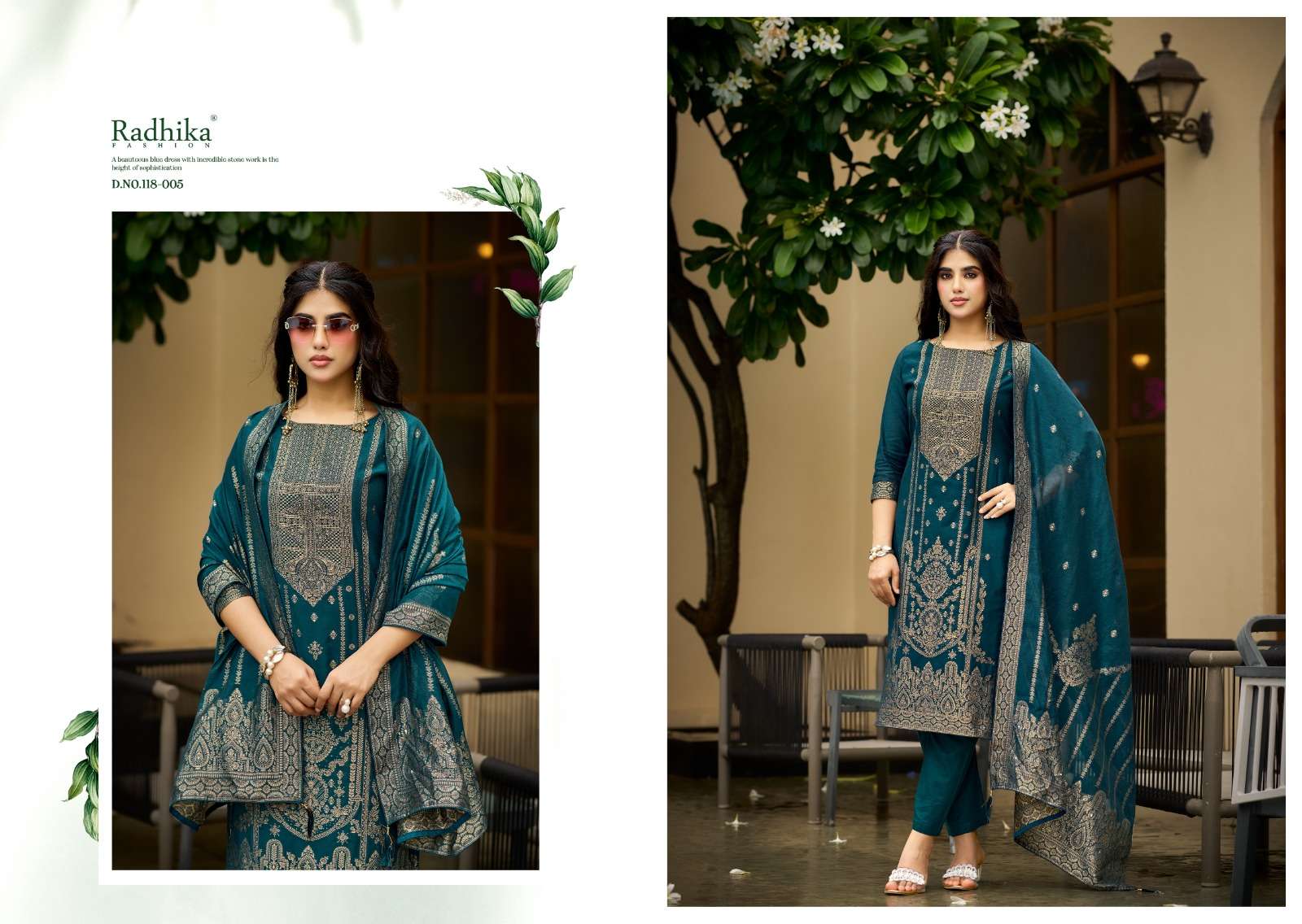 RADHIKA FASHION AZARA BANARASHI ADAH VOL 15 COTTON JACQUARD DESIGNER WORK SUIT