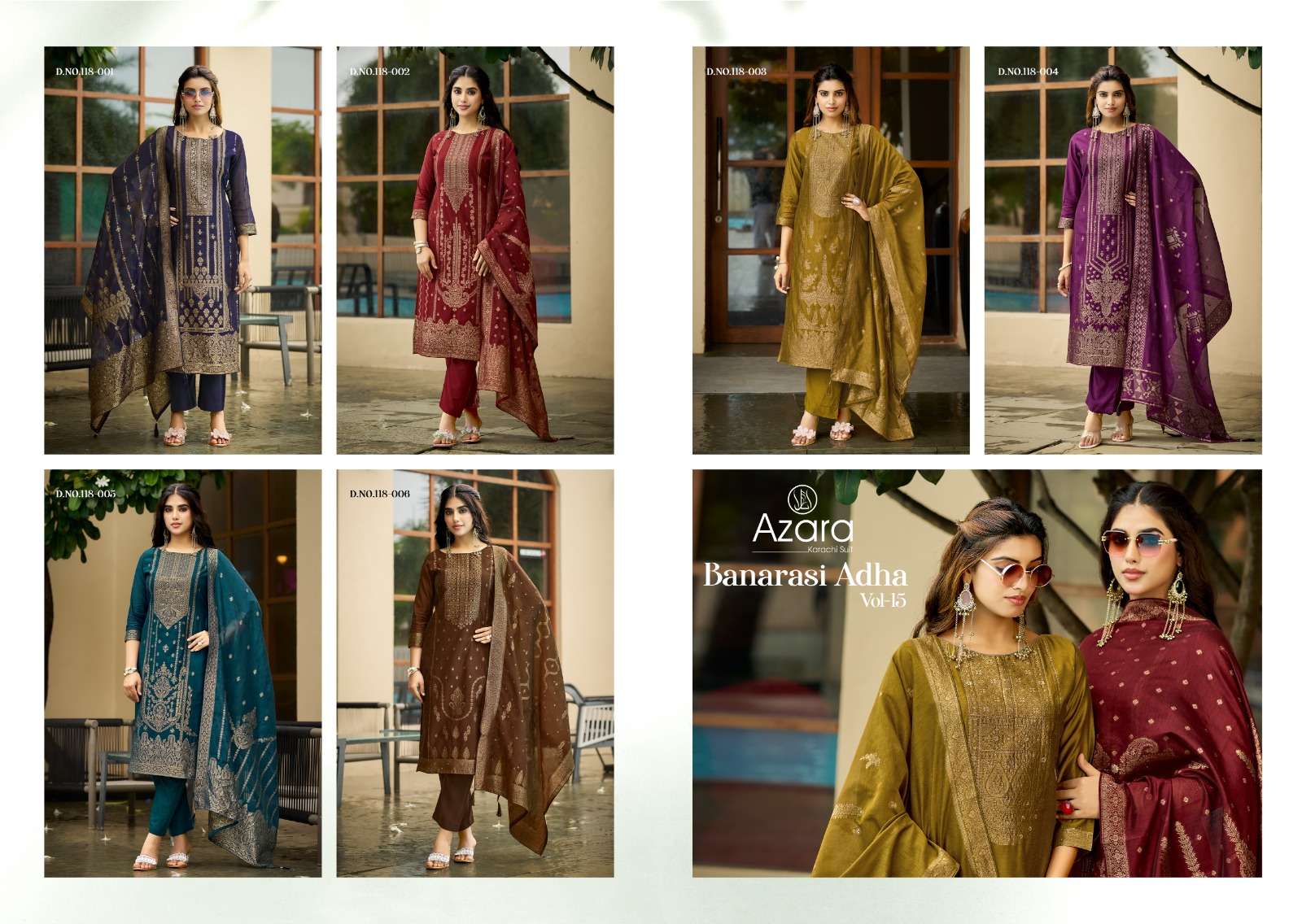 RADHIKA FASHION AZARA BANARASHI ADAH VOL 15 COTTON JACQUARD DESIGNER WORK SUIT