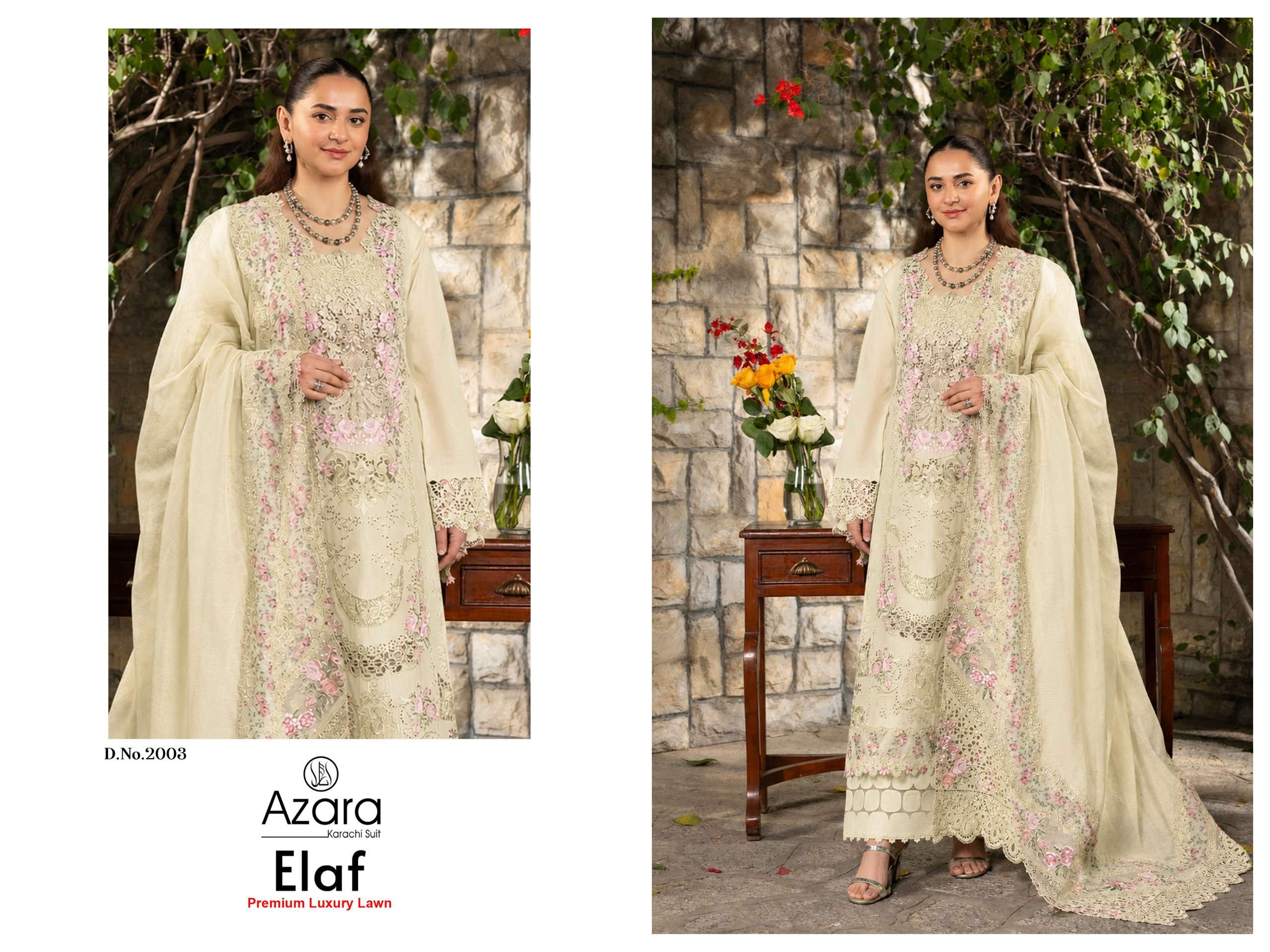 RADHIKA FASHION AZARA ELAF PREMIUM VOL 2 COTTON EMBROIDERY WORKS SUIT
