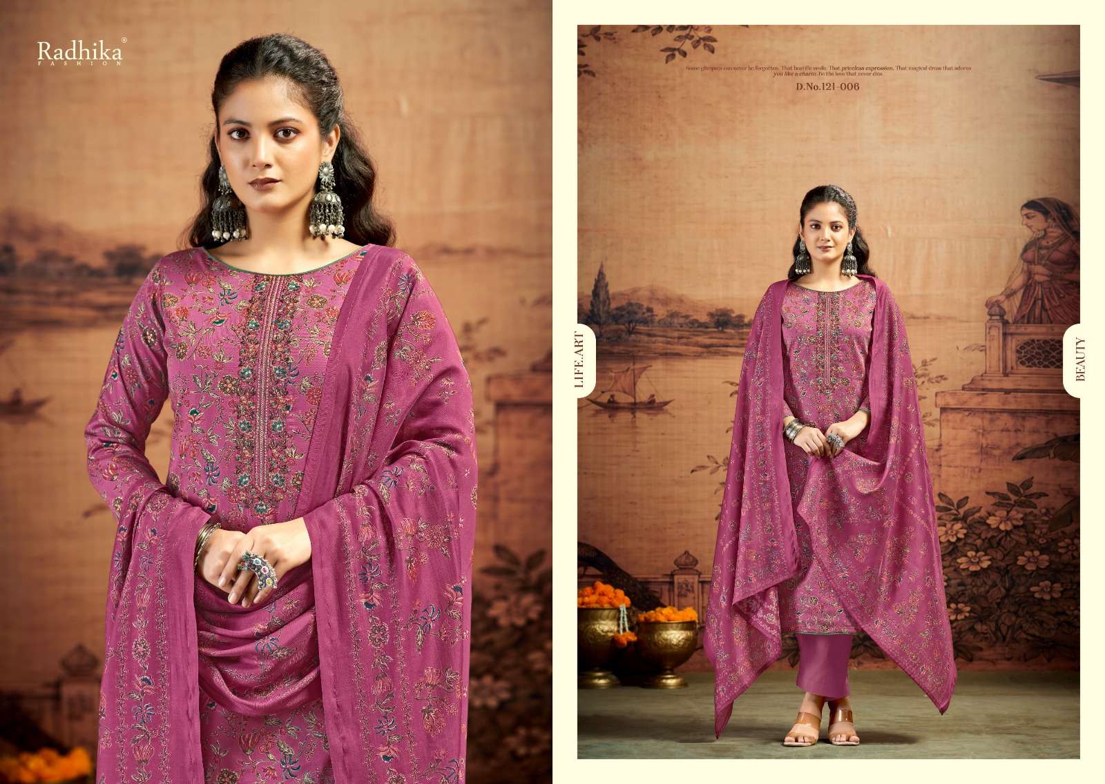 RADHIKA FASHION AZARA KALKI ADVANCE VOL 5 JAM SATIN PRINT WITH EMBROIDERY WORK SUIT