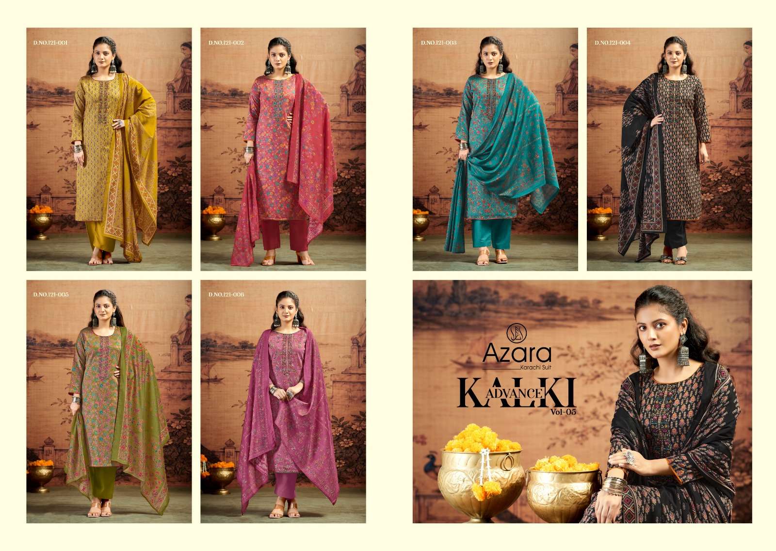 RADHIKA FASHION AZARA KALKI ADVANCE VOL 5 JAM SATIN PRINT WITH EMBROIDERY WORK SUIT