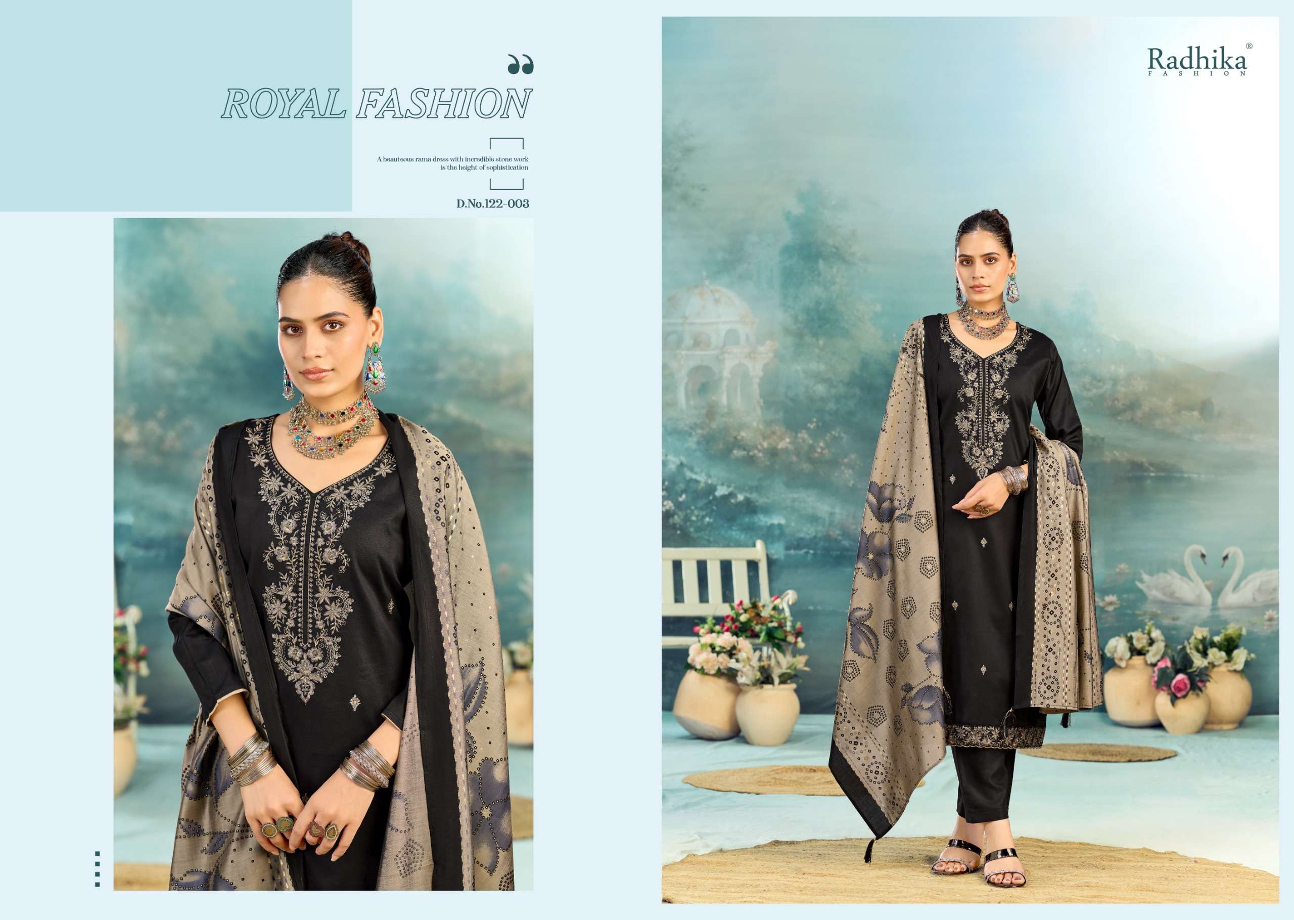 RADHIKA FASHION AZARA SHAFINAZ VOL 3 JAM COTTON PRINT WITH FANCY WORK SUIT