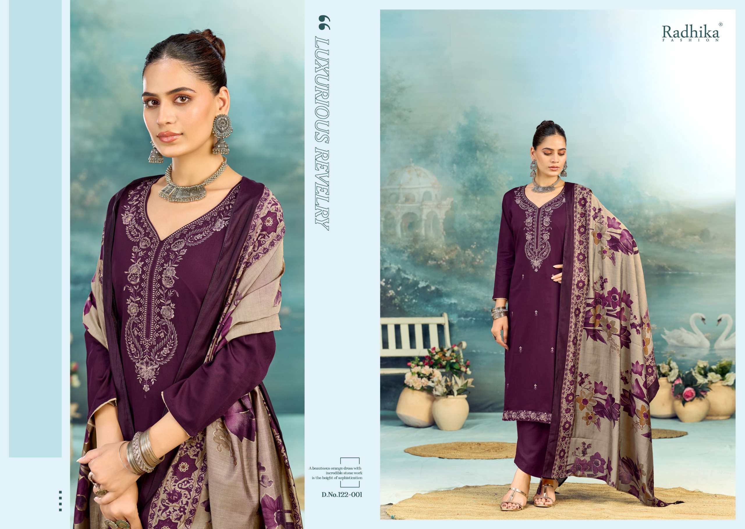 RADHIKA FASHION AZARA SHAFINAZ VOL 3 JAM COTTON PRINT WITH FANCY WORK SUIT