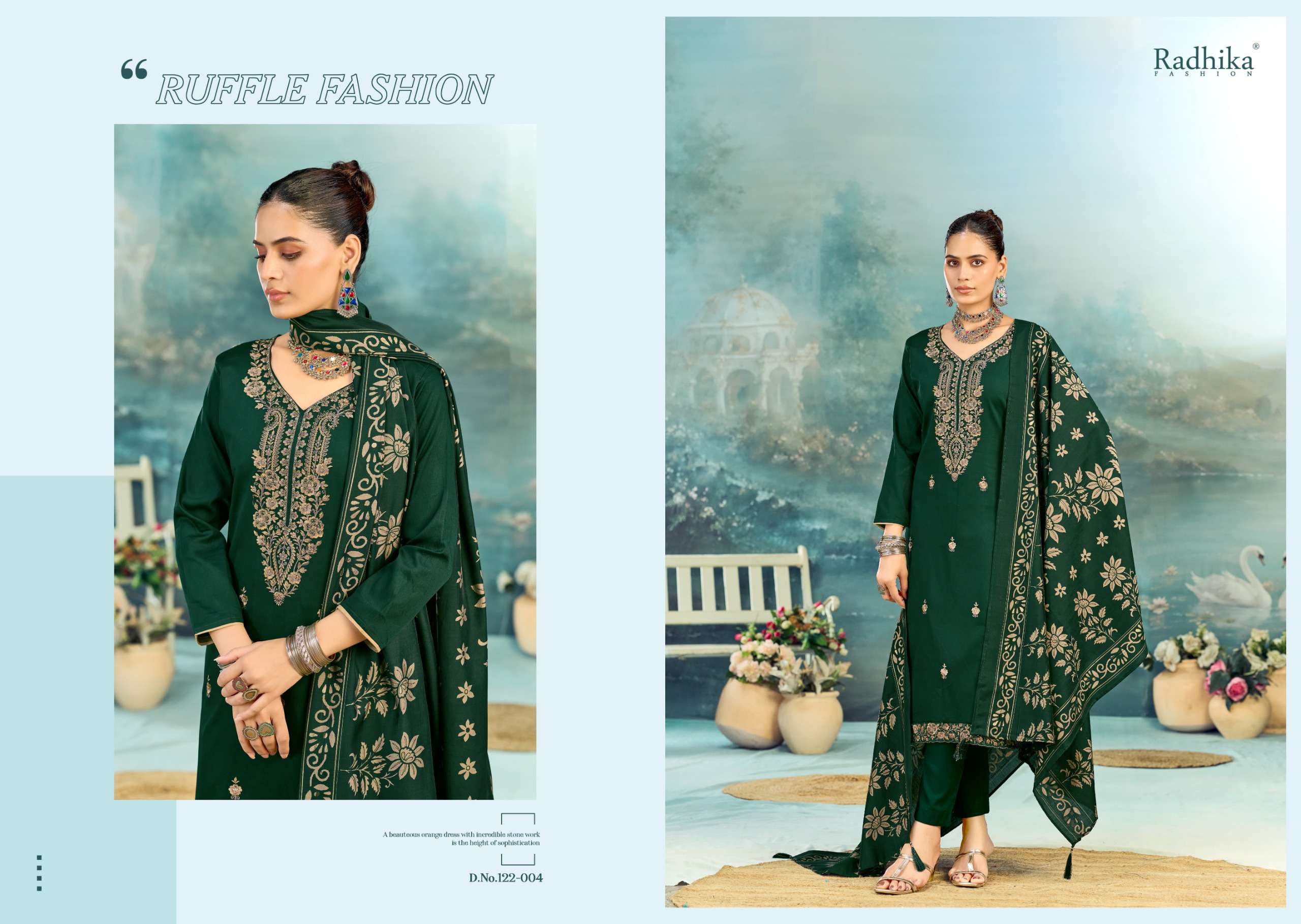 RADHIKA FASHION AZARA SHAFINAZ VOL 3 JAM COTTON PRINT WITH FANCY WORK SUIT