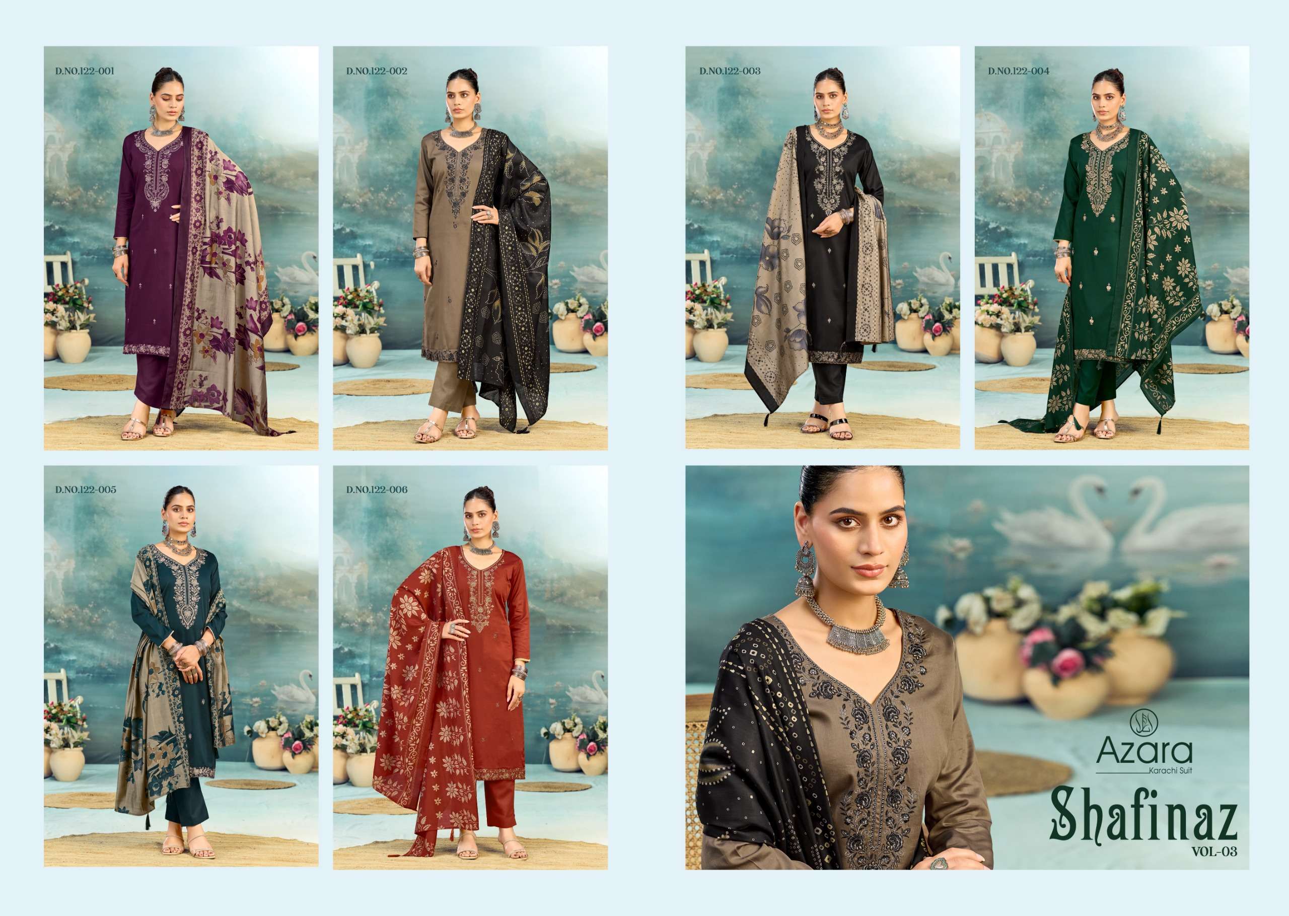 RADHIKA FASHION AZARA SHAFINAZ VOL 3 JAM COTTON PRINT WITH FANCY WORK SUIT