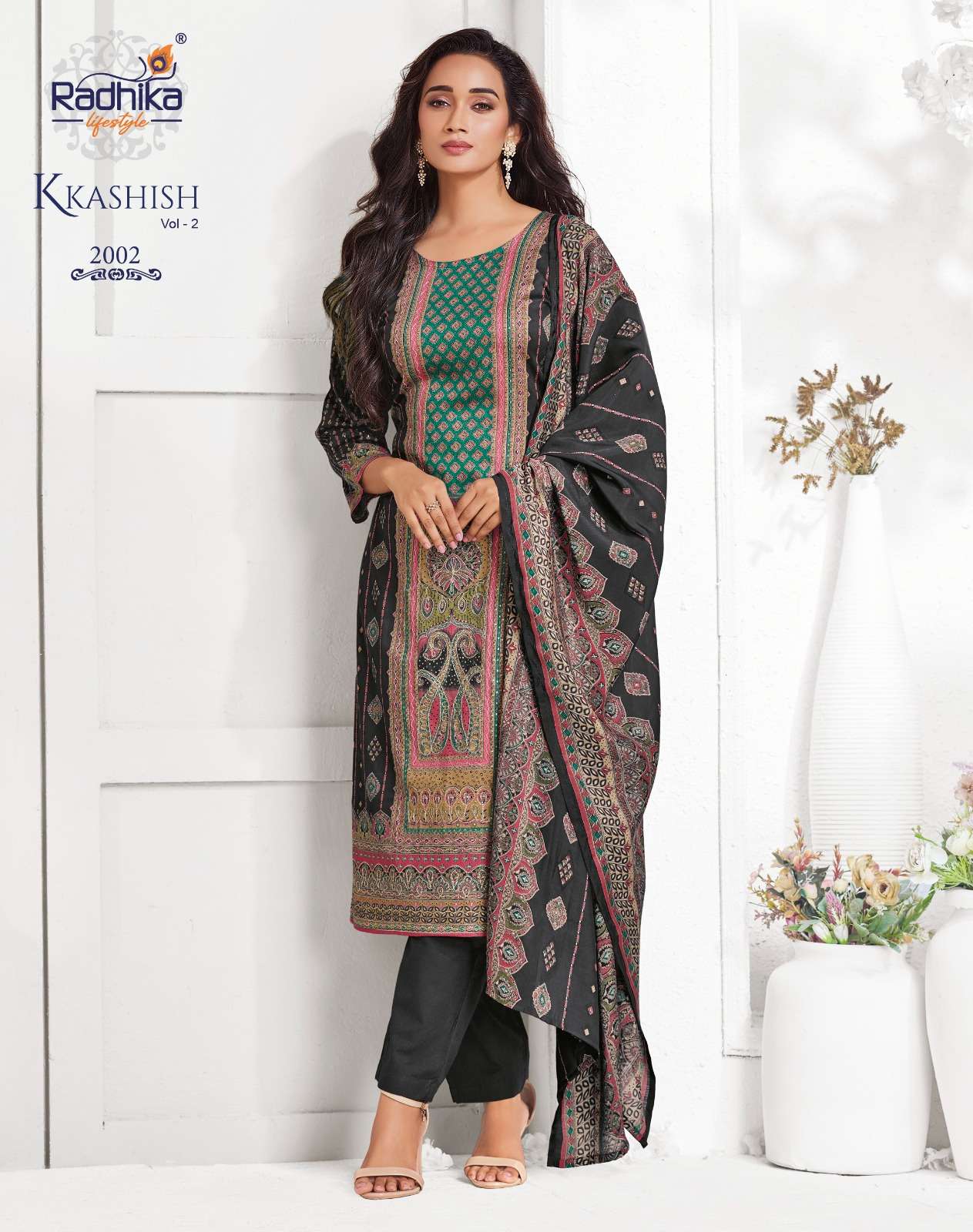 RADHIKA LIFE STYLE KKASHISH VOL 2 JAM COTTON FOIL PRINT WITH FANCY WORK LADIES 3PCS SET COLLECTION 