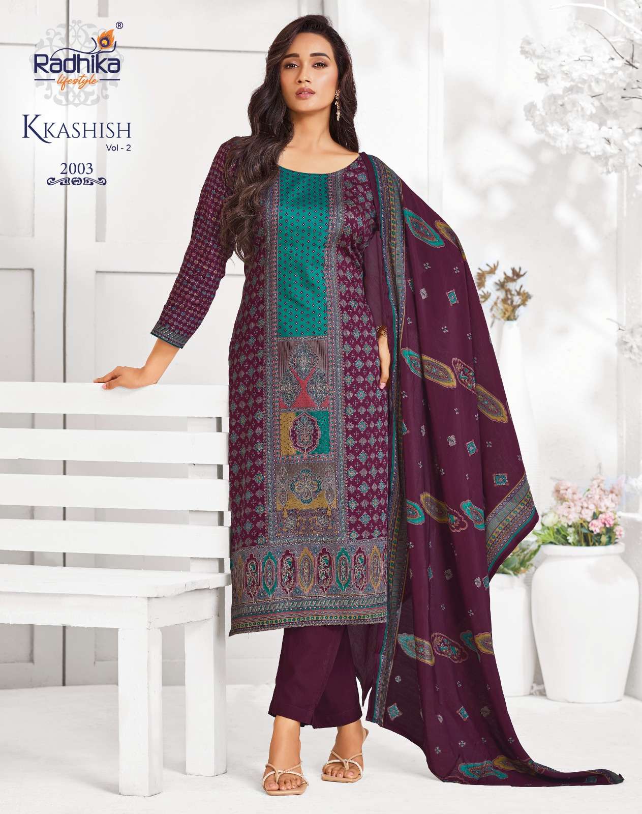 RADHIKA LIFE STYLE KKASHISH VOL 2 JAM COTTON FOIL PRINT WITH FANCY WORK LADIES 3PCS SET COLLECTION 