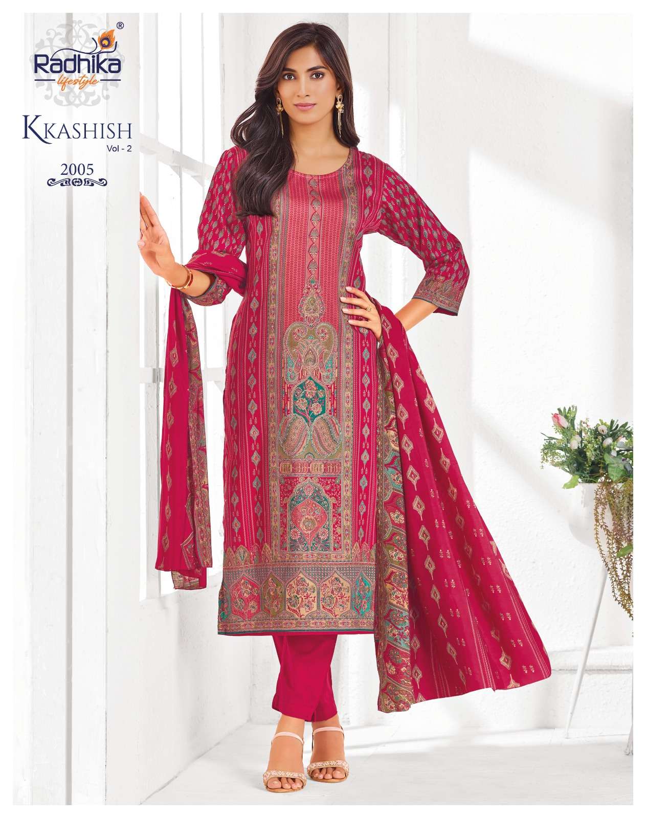 RADHIKA LIFE STYLE KKASHISH VOL 2 JAM COTTON FOIL PRINT WITH FANCY WORK LADIES 3PCS SET COLLECTION 