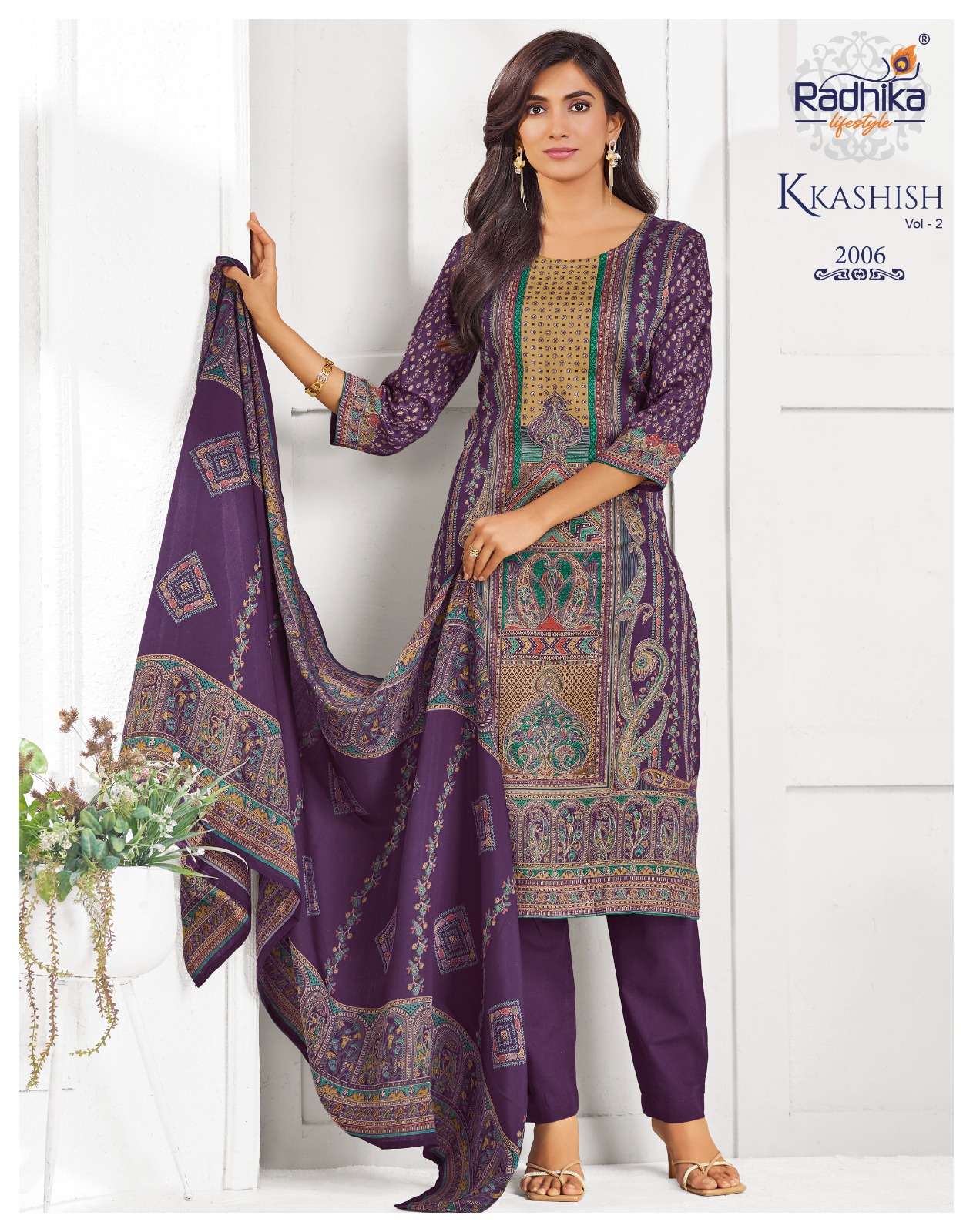RADHIKA LIFE STYLE KKASHISH VOL 2 JAM COTTON FOIL PRINT WITH FANCY WORK LADIES 3PCS SET COLLECTION 
