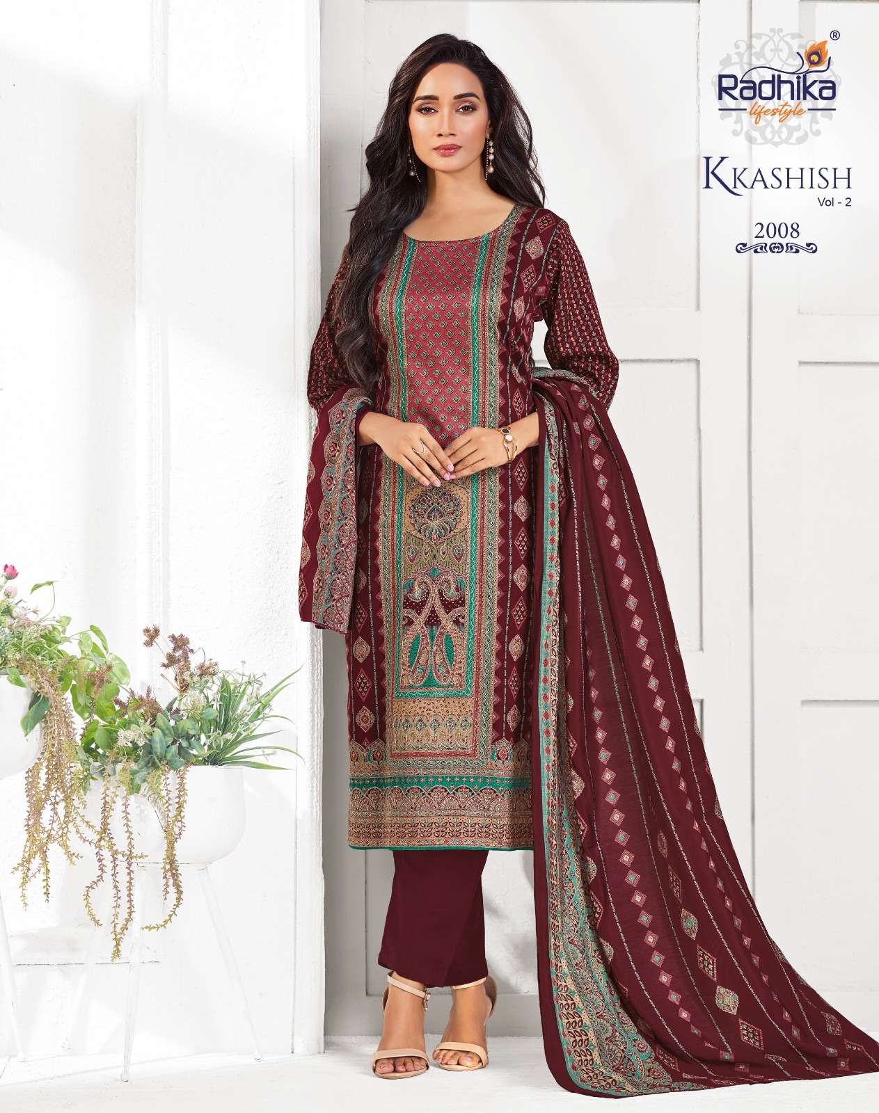 RADHIKA LIFE STYLE KKASHISH VOL 2 JAM COTTON FOIL PRINT WITH FANCY WORK LADIES 3PCS SET COLLECTION 