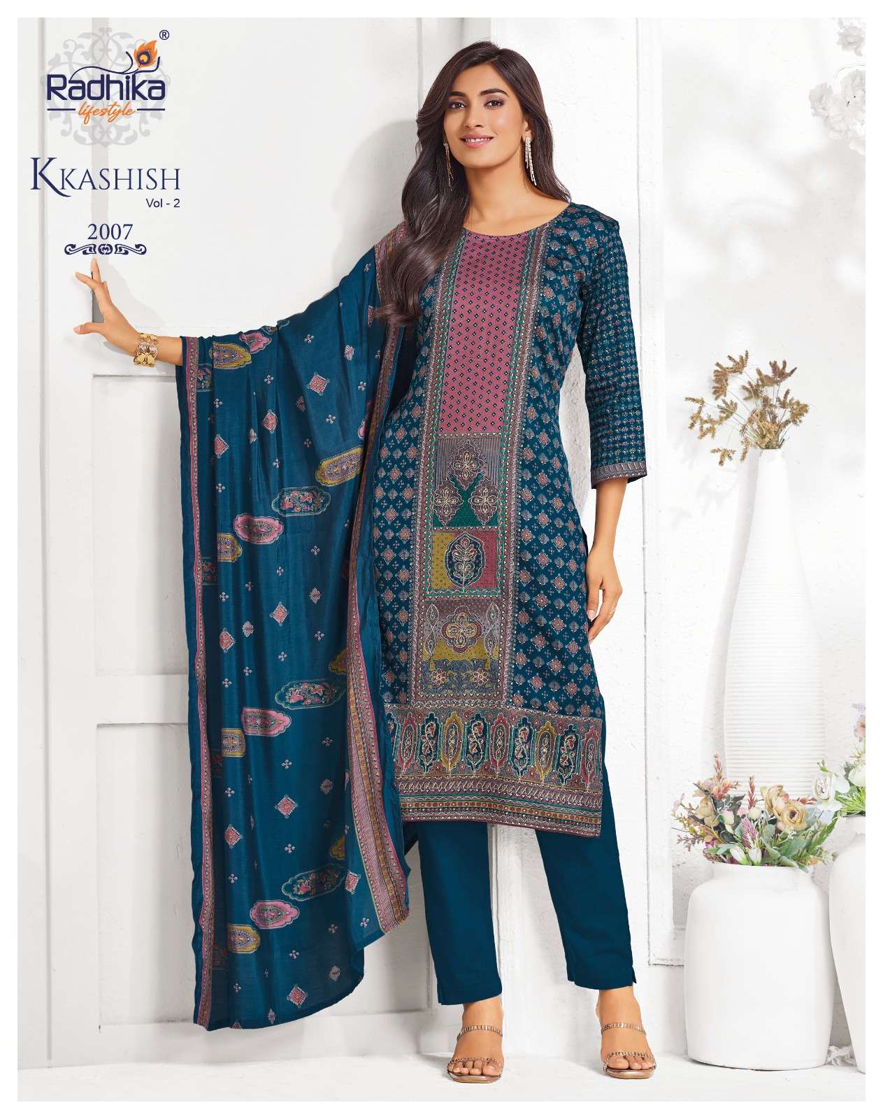 RADHIKA LIFE STYLE KKASHISH VOL 2 JAM COTTON FOIL PRINT WITH FANCY WORK LADIES 3PCS SET COLLECTION 