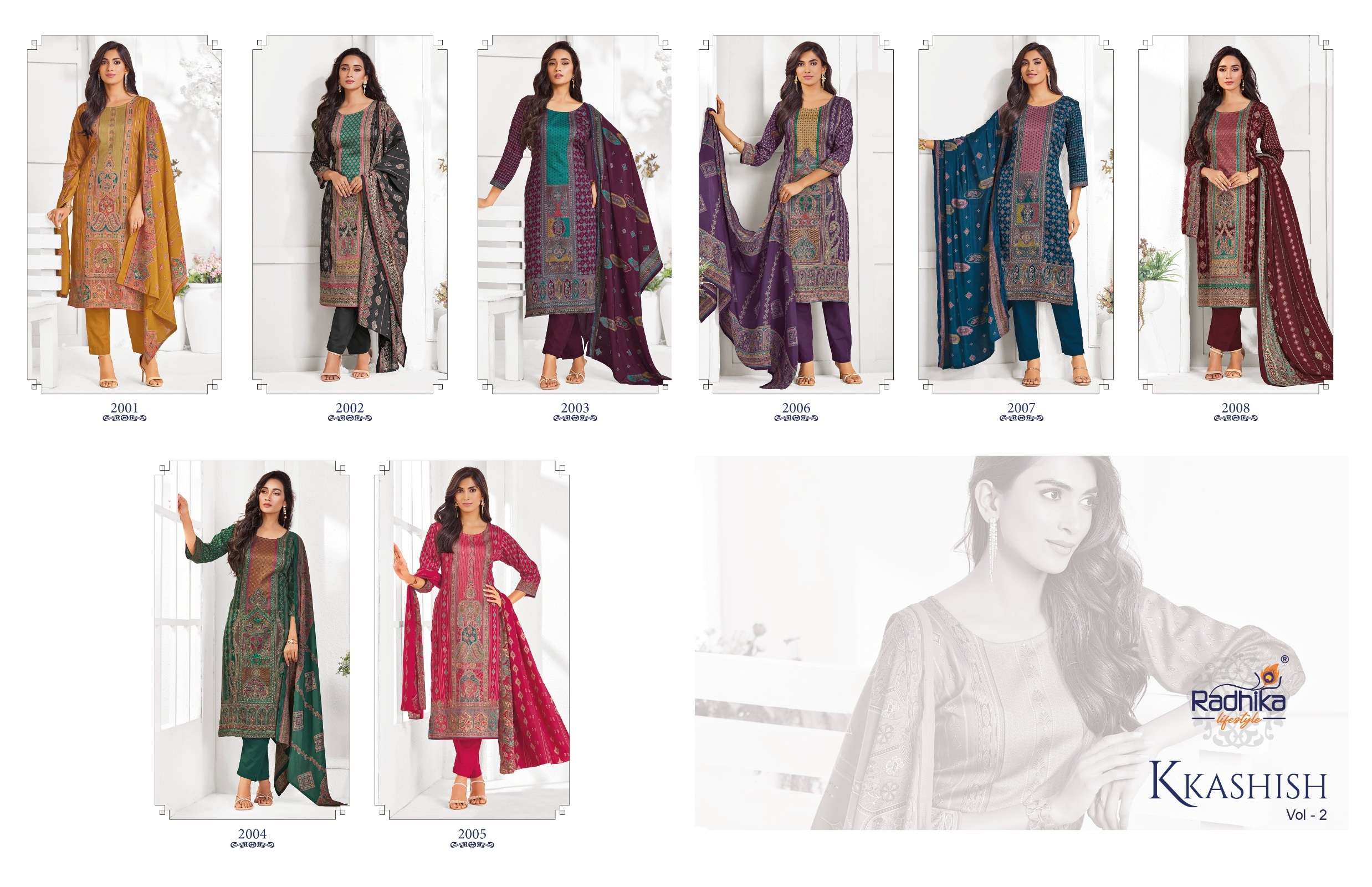 RADHIKA LIFE STYLE KKASHISH VOL 2 JAM COTTON FOIL PRINT WITH FANCY WORK LADIES 3PCS SET COLLECTION 