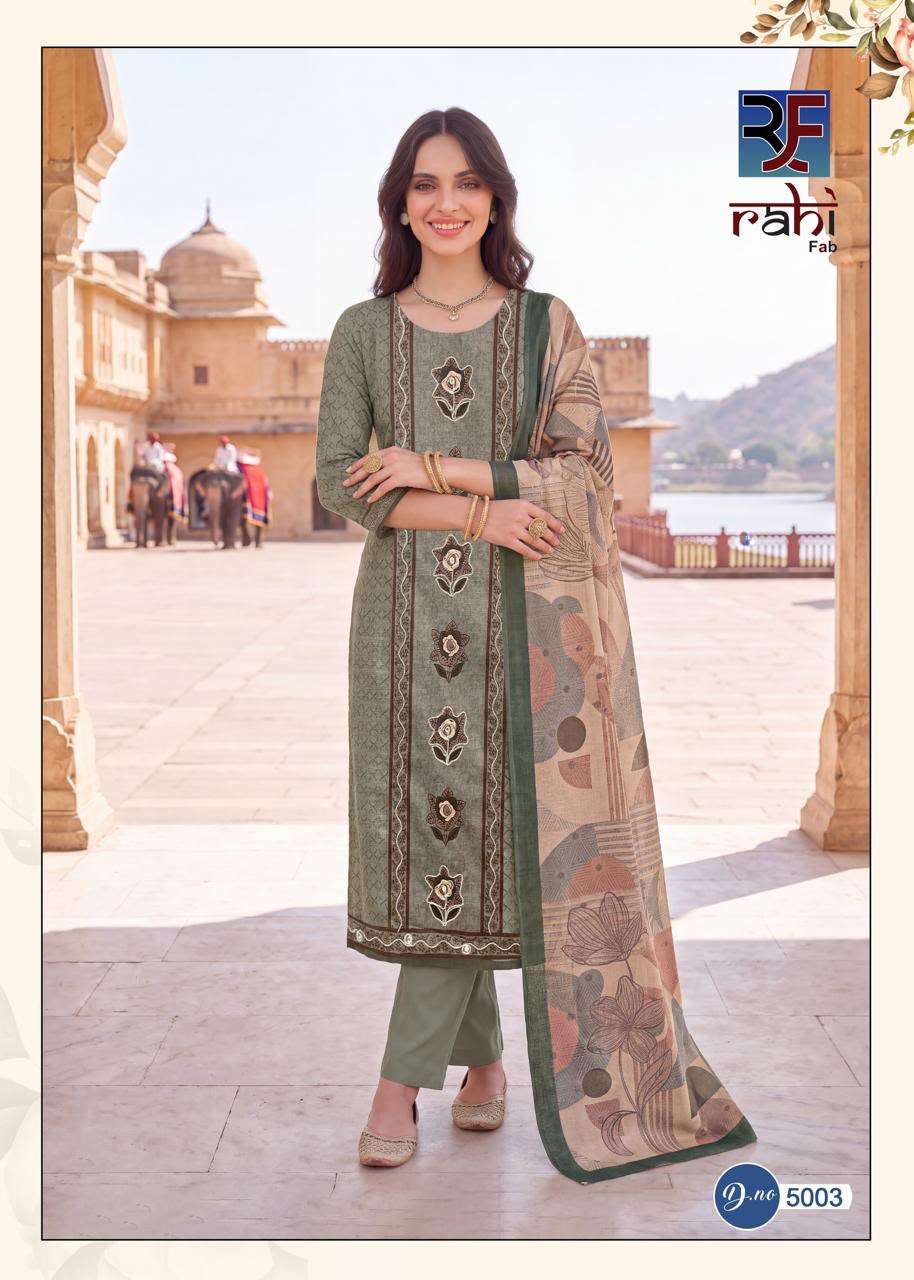 RAHI FAB RISING SILVER VOL 5 COTTON PRINTED WITH FANCY WORKS SUIT