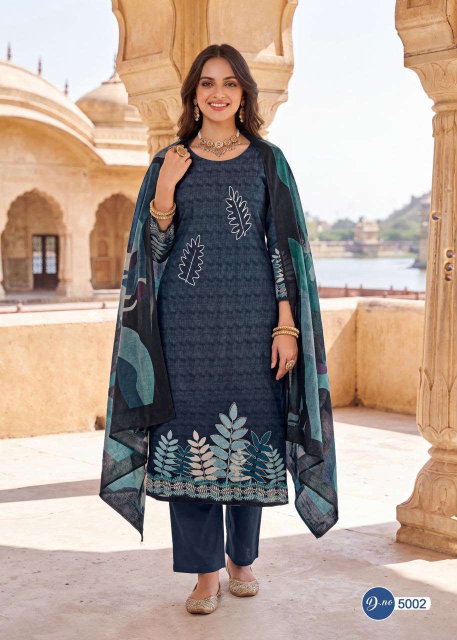 RAHI FAB RISING SILVER VOL 5 COTTON PRINTED WITH FANCY WORKS SUIT