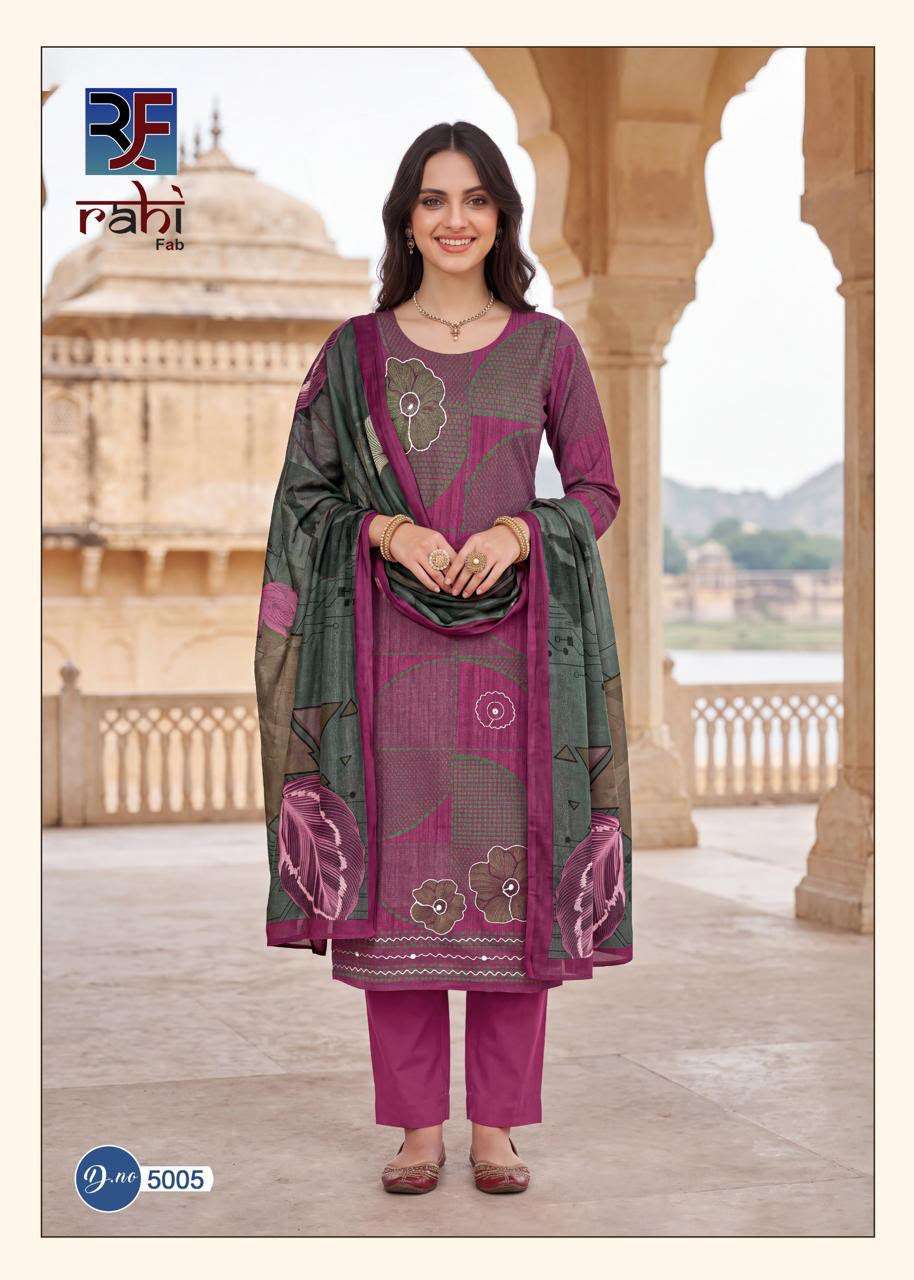 RAHI FAB RISING SILVER VOL 5 COTTON PRINTED WITH FANCY WORKS SUIT