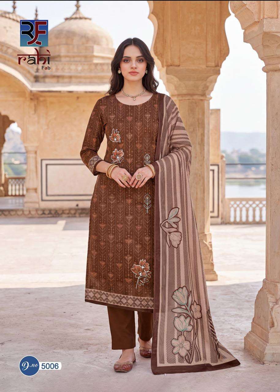 RAHI FAB RISING SILVER VOL 5 COTTON PRINTED WITH FANCY WORKS SUIT