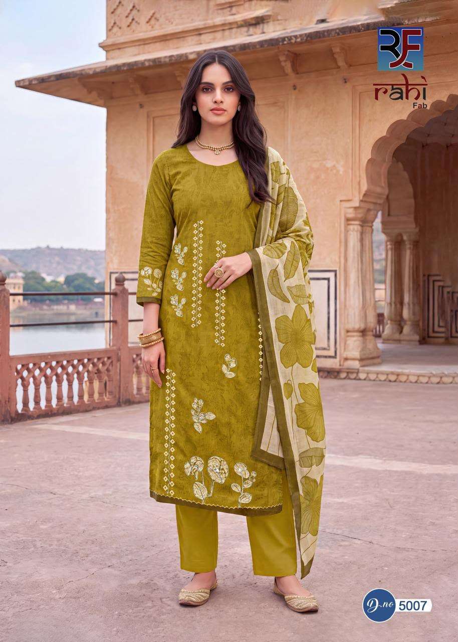 RAHI FAB RISING SILVER VOL 5 COTTON PRINTED WITH FANCY WORKS SUIT