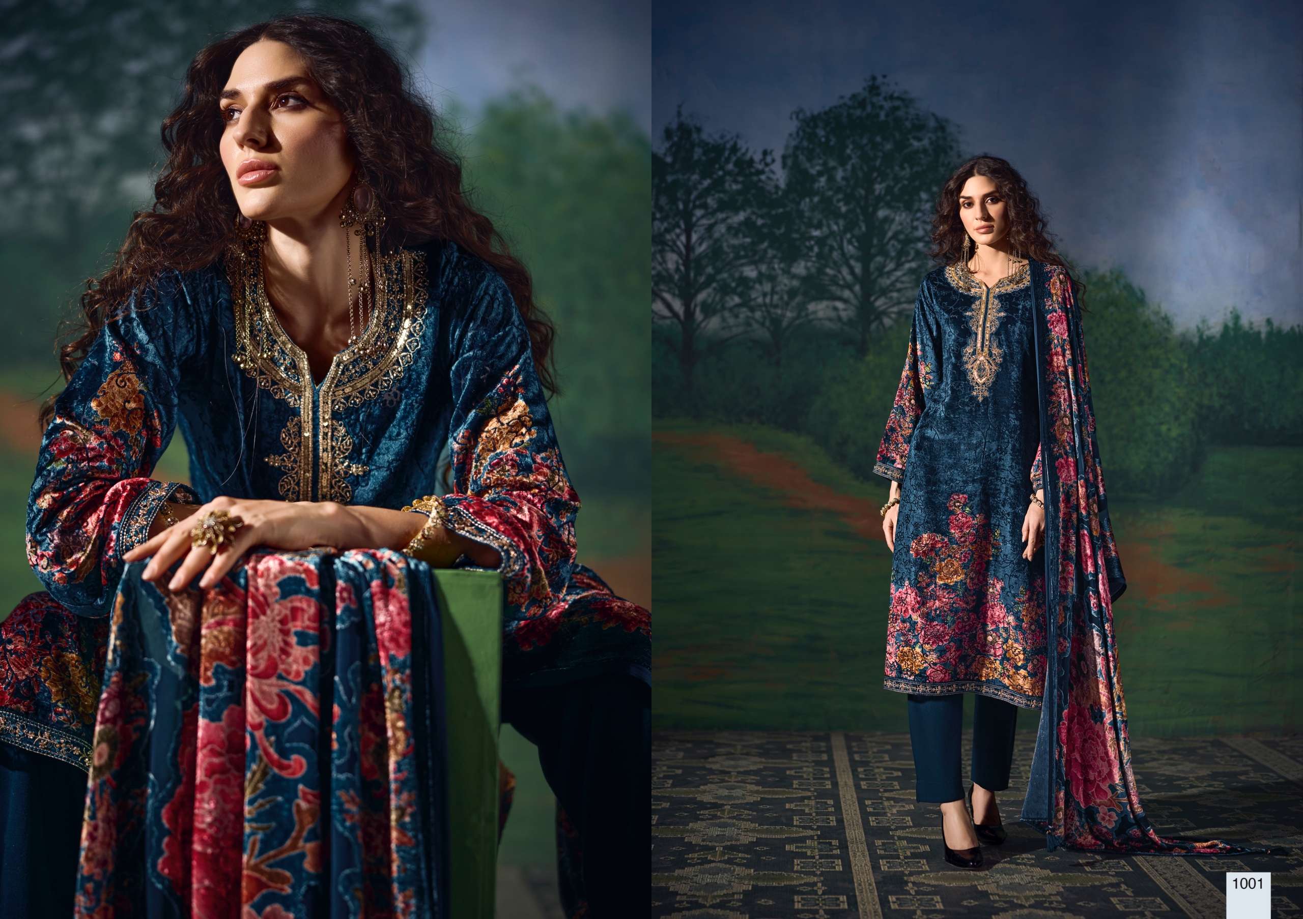 RANGATI PRINTS HEER VELVET WITH HEAVY EMBROIDERED DESIGNER WORK SUIT 