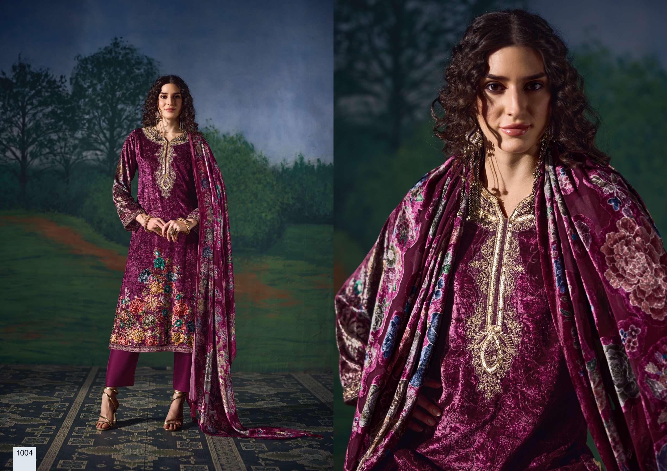RANGATI PRINTS HEER VELVET WITH HEAVY EMBROIDERED DESIGNER WORK SUIT 