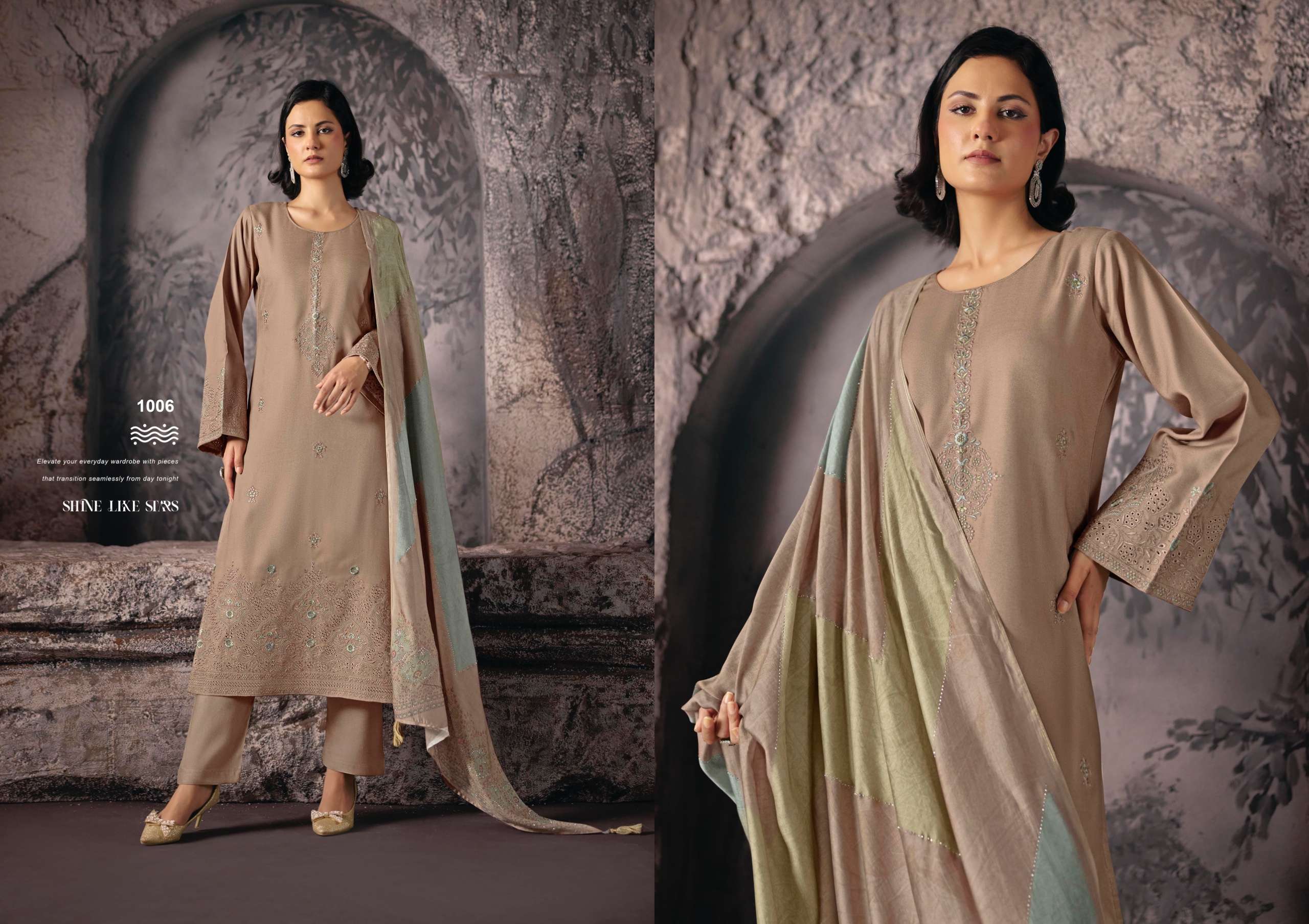 RANGATI PRINTS ZARINA PASHMINA EMBROIDERY DESIGNER WORK SUIT