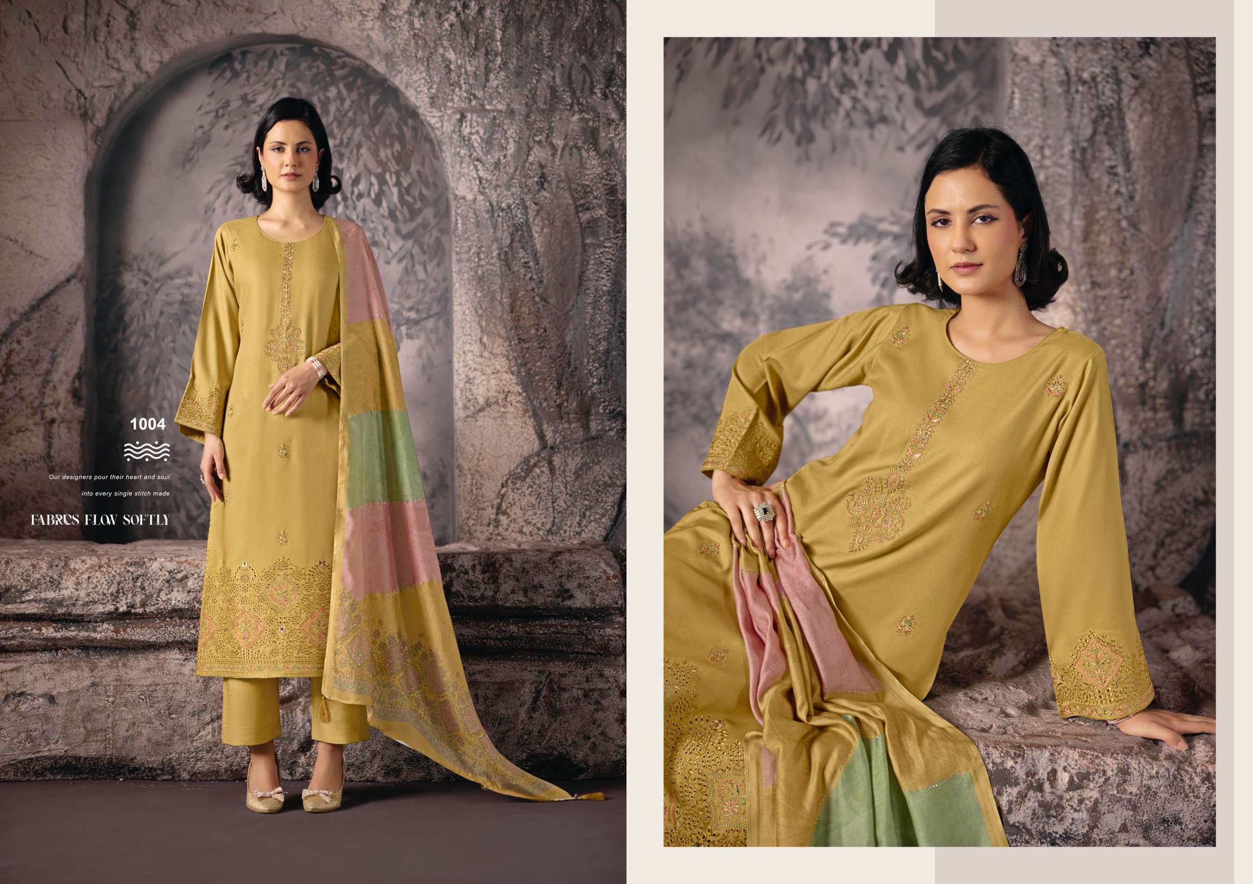 RANGATI PRINTS ZARINA PASHMINA EMBROIDERY DESIGNER WORK SUIT