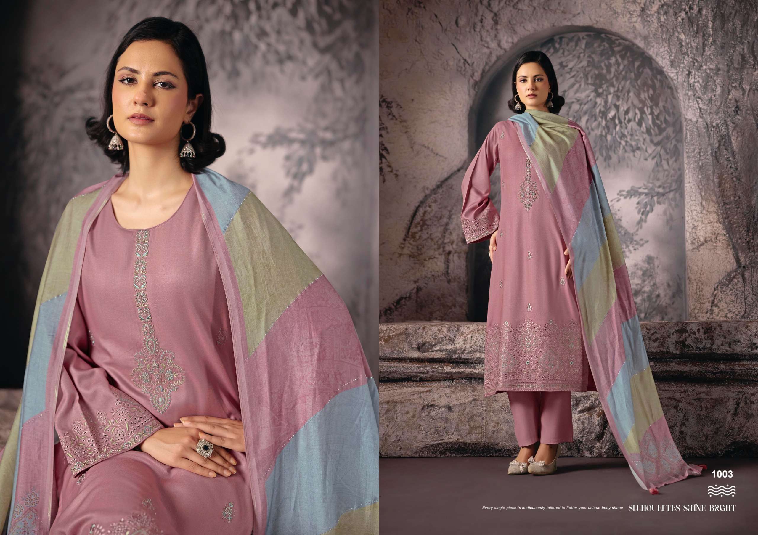 RANGATI PRINTS ZARINA PASHMINA EMBROIDERY DESIGNER WORK SUIT