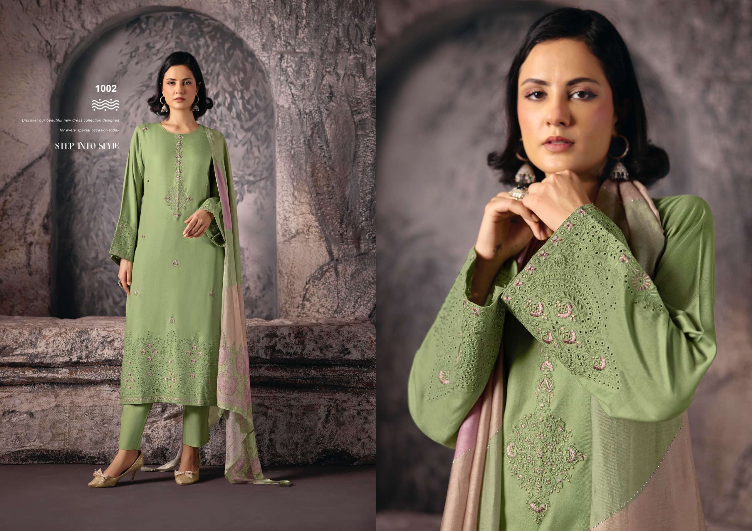 RANGATI PRINTS ZARINA PASHMINA EMBROIDERY DESIGNER WORK SUIT
