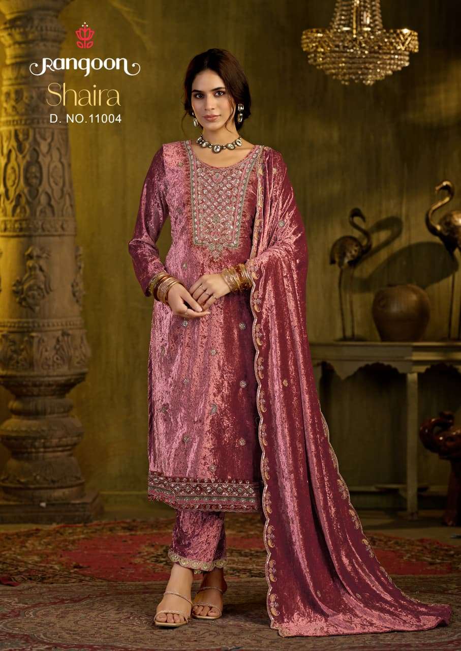 RANGOON SHAIRA VELVET HEAVY DESIGNER WEDDING WEAR LADIES SUIT 