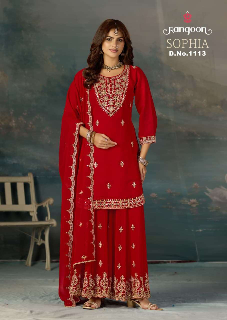 RANGOON SOPHIA GEORGETTE EMBROIDERY DESIGNER READY MADE FESTIVE WEAR SUIT