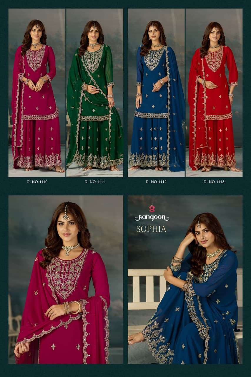 RANGOON SOPHIA GEORGETTE EMBROIDERY DESIGNER READY MADE FESTIVE WEAR SUIT